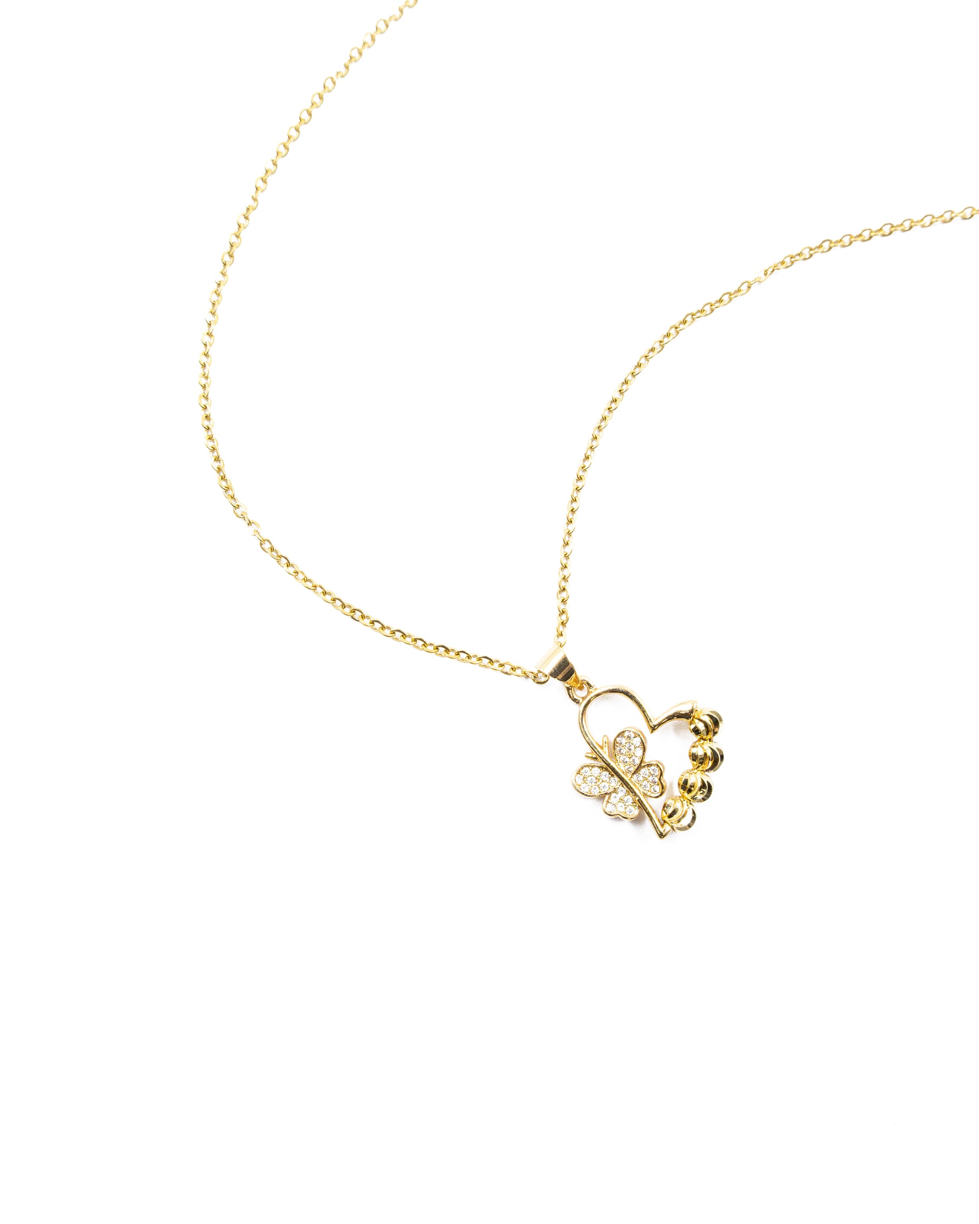 Conjunto dorado de Corazon y Mariposa M29 Oro Laminado