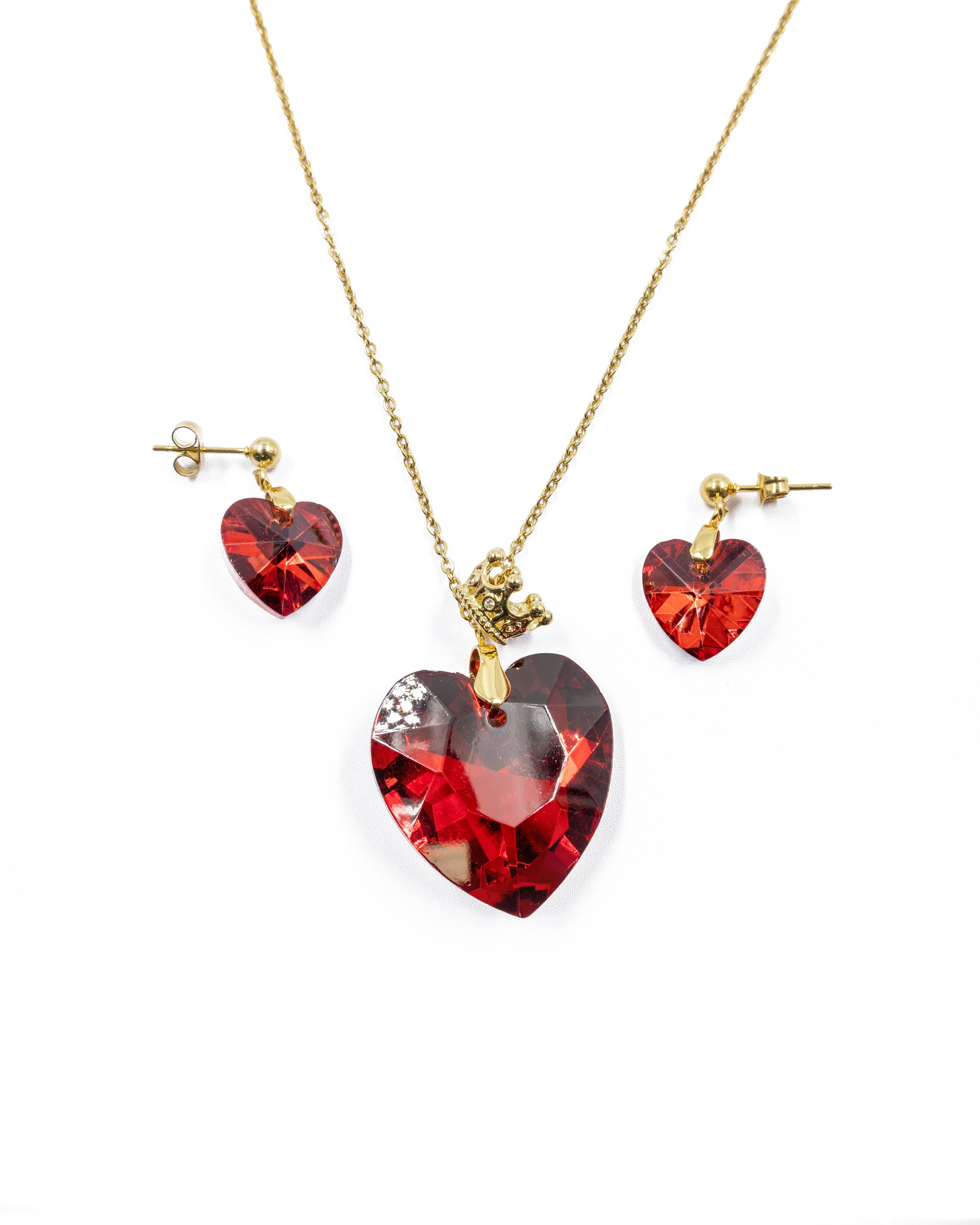 Conjunto dorado de Corazon M10 Acero Inoxidable