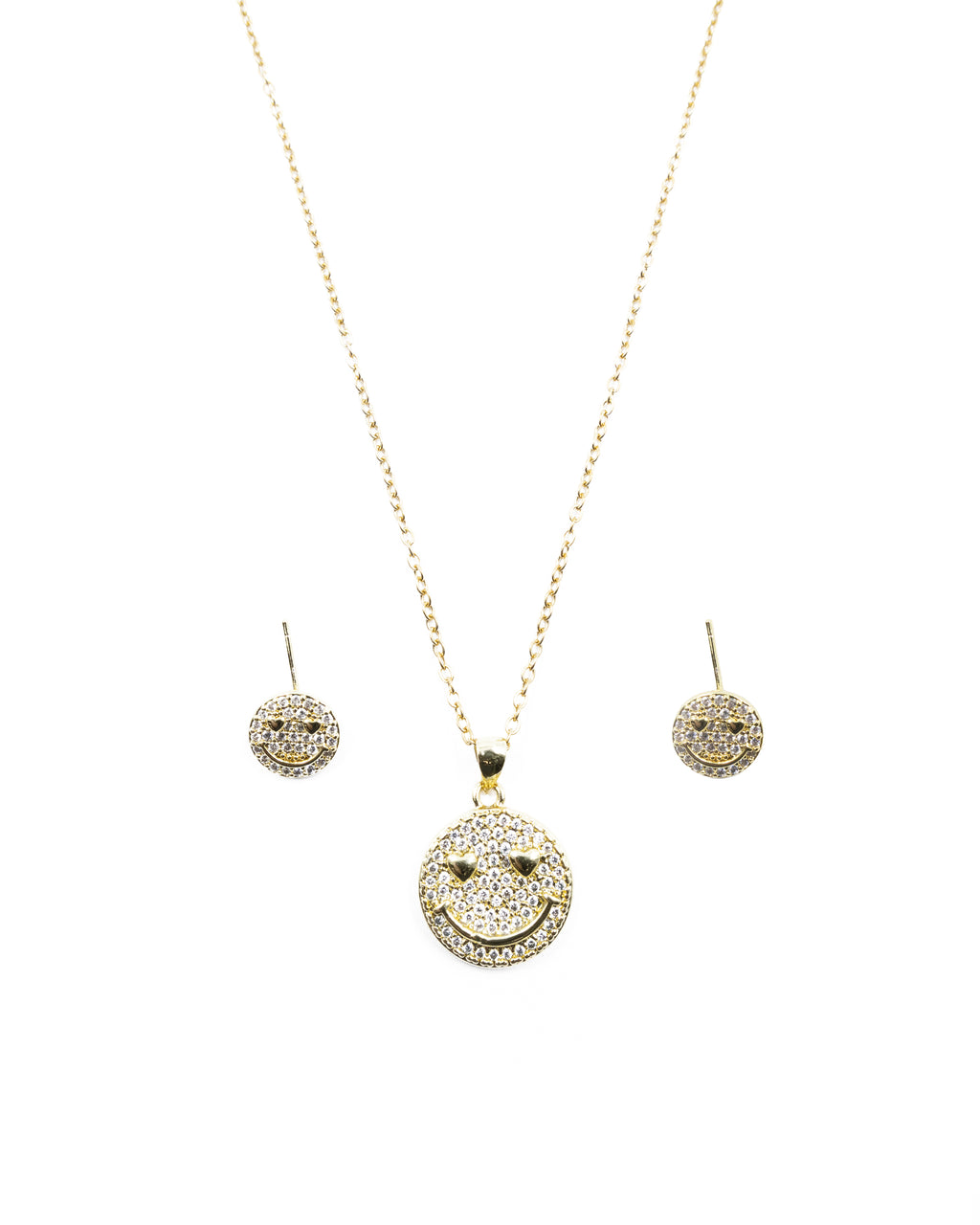 Conjunto dorado de carita sonriente y Ojos de Corazon M7 Acero Inoxidable