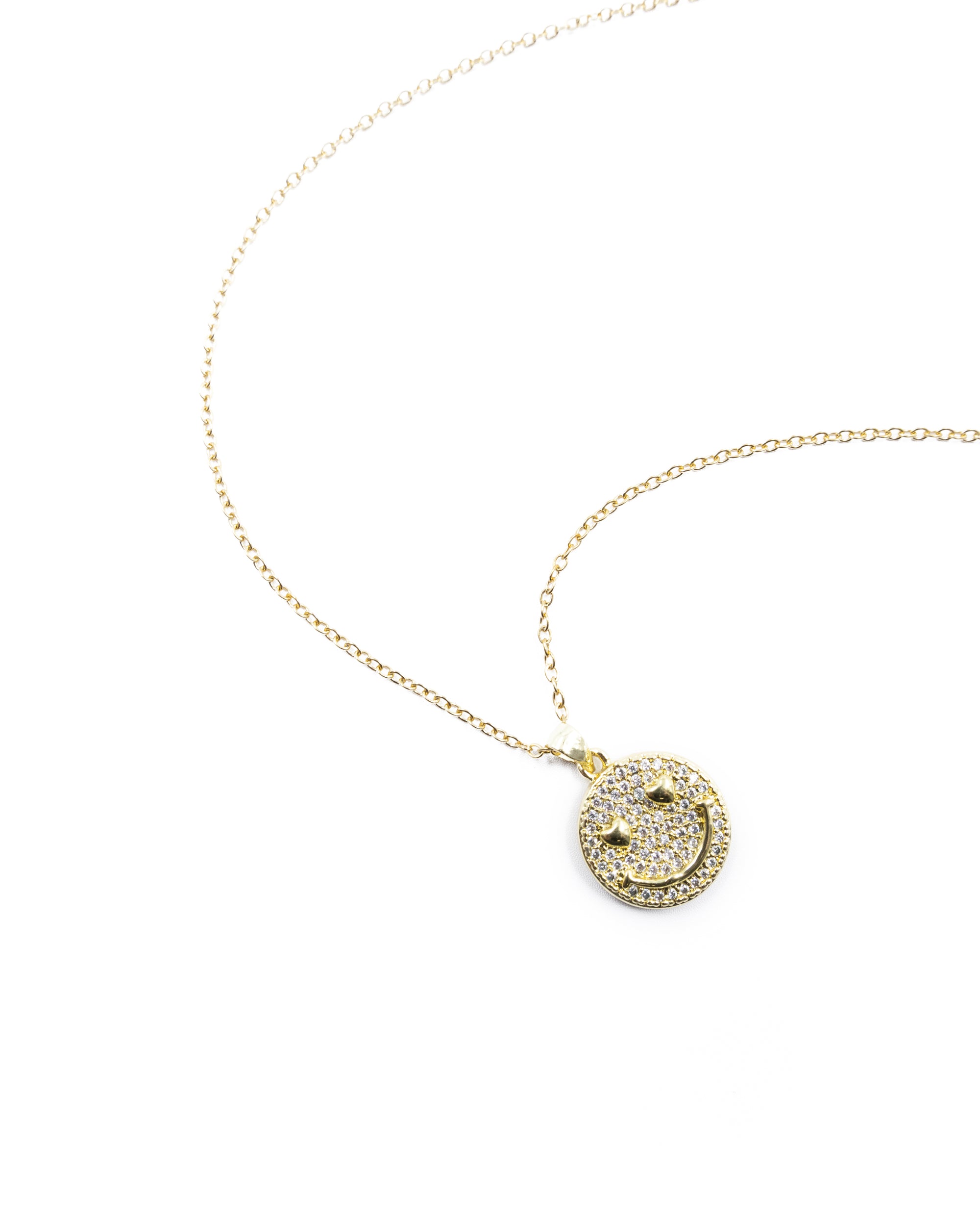 Conjunto dorado de carita sonriente y Ojos de Corazon M7 Acero Inoxidable