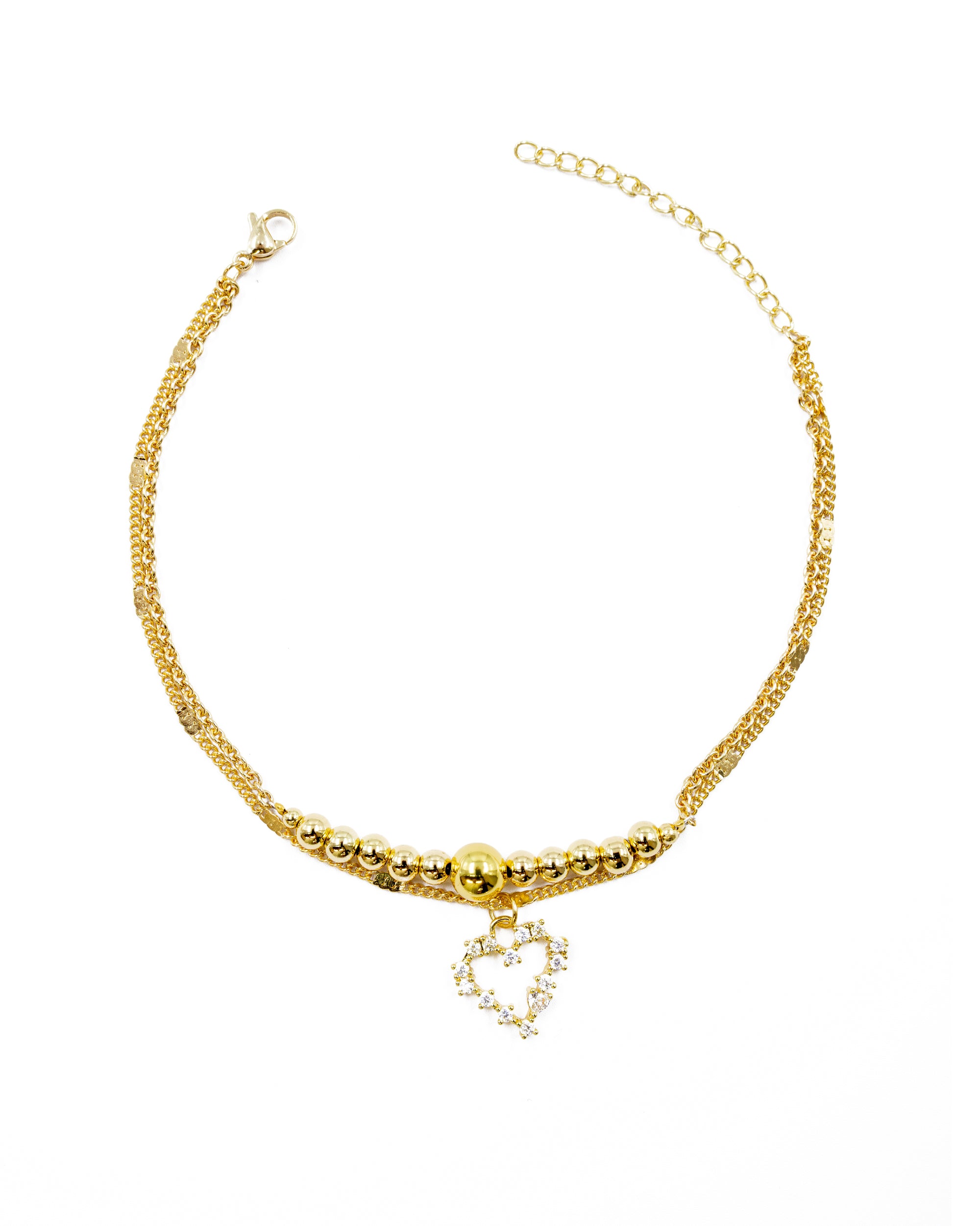 Tobilleras con Dije de Corazon M9 Oro Laminado