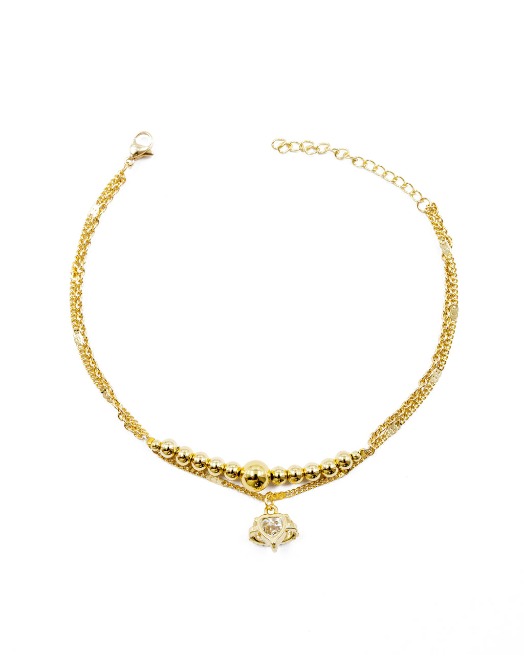 Tobilleras con Dije de Corazon M10 Oro Laminado