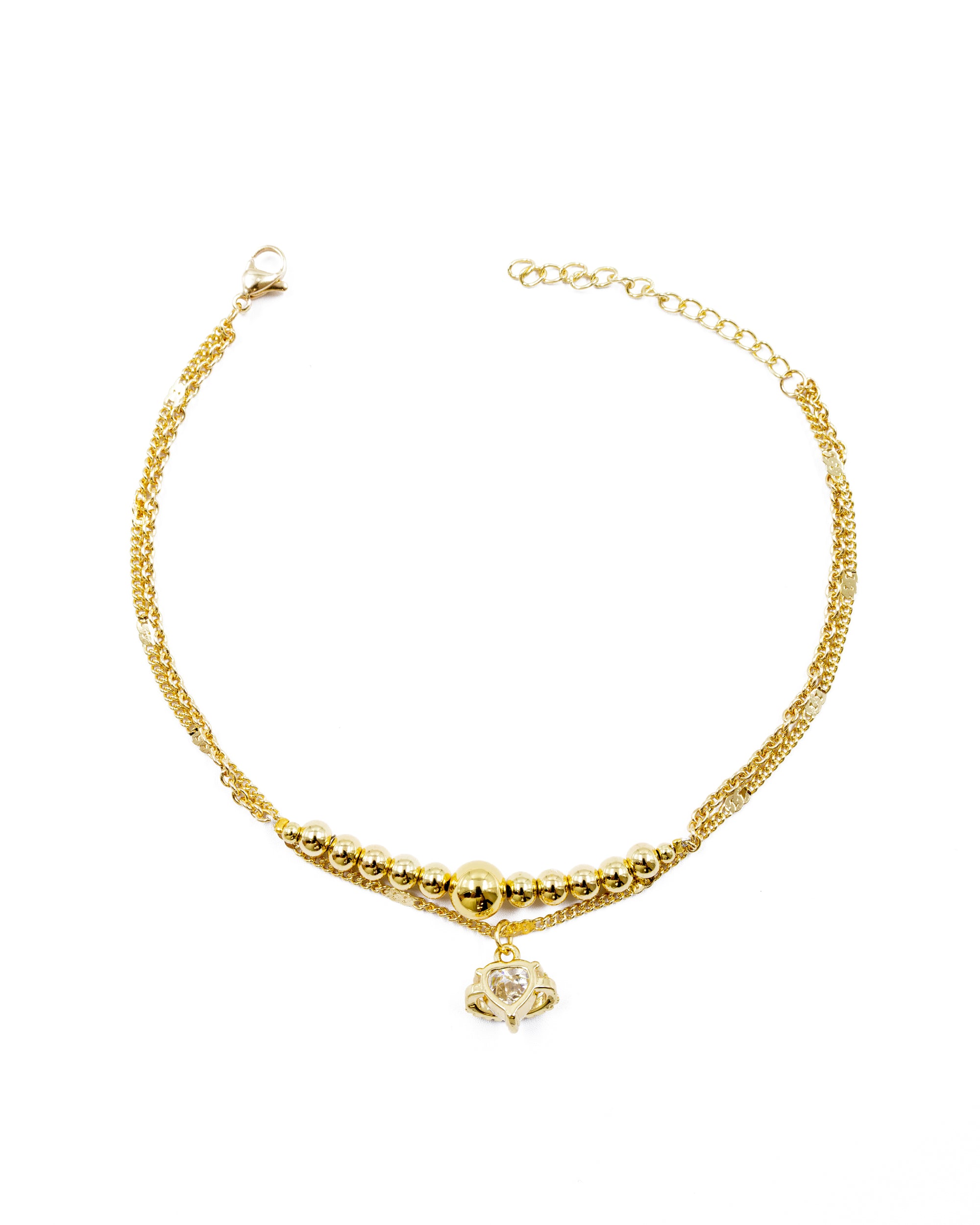 Tobilleras con Dije de Corazon M10 Oro Laminado