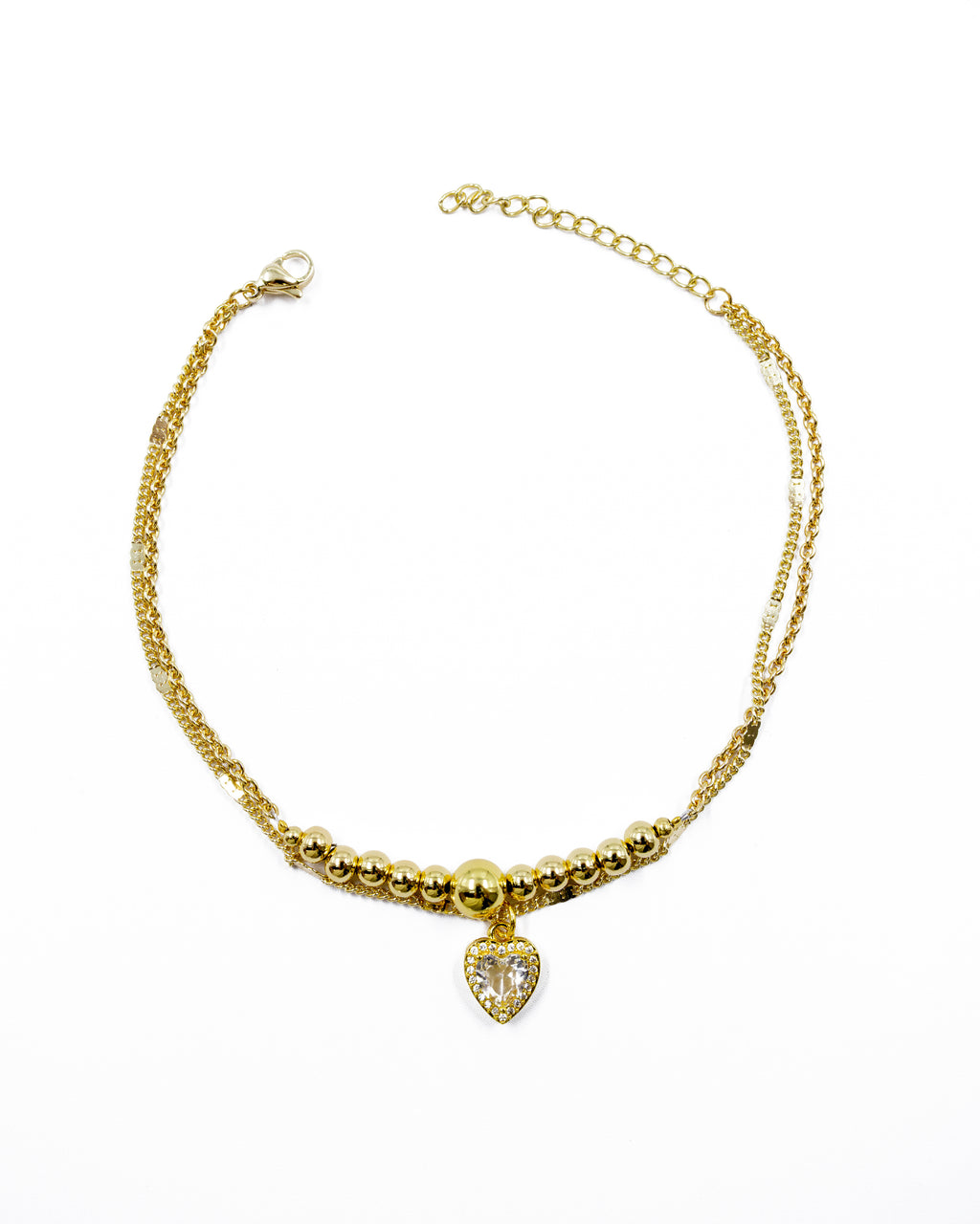 Tobilleras con Dije de Corazon M12 Oro Laminado