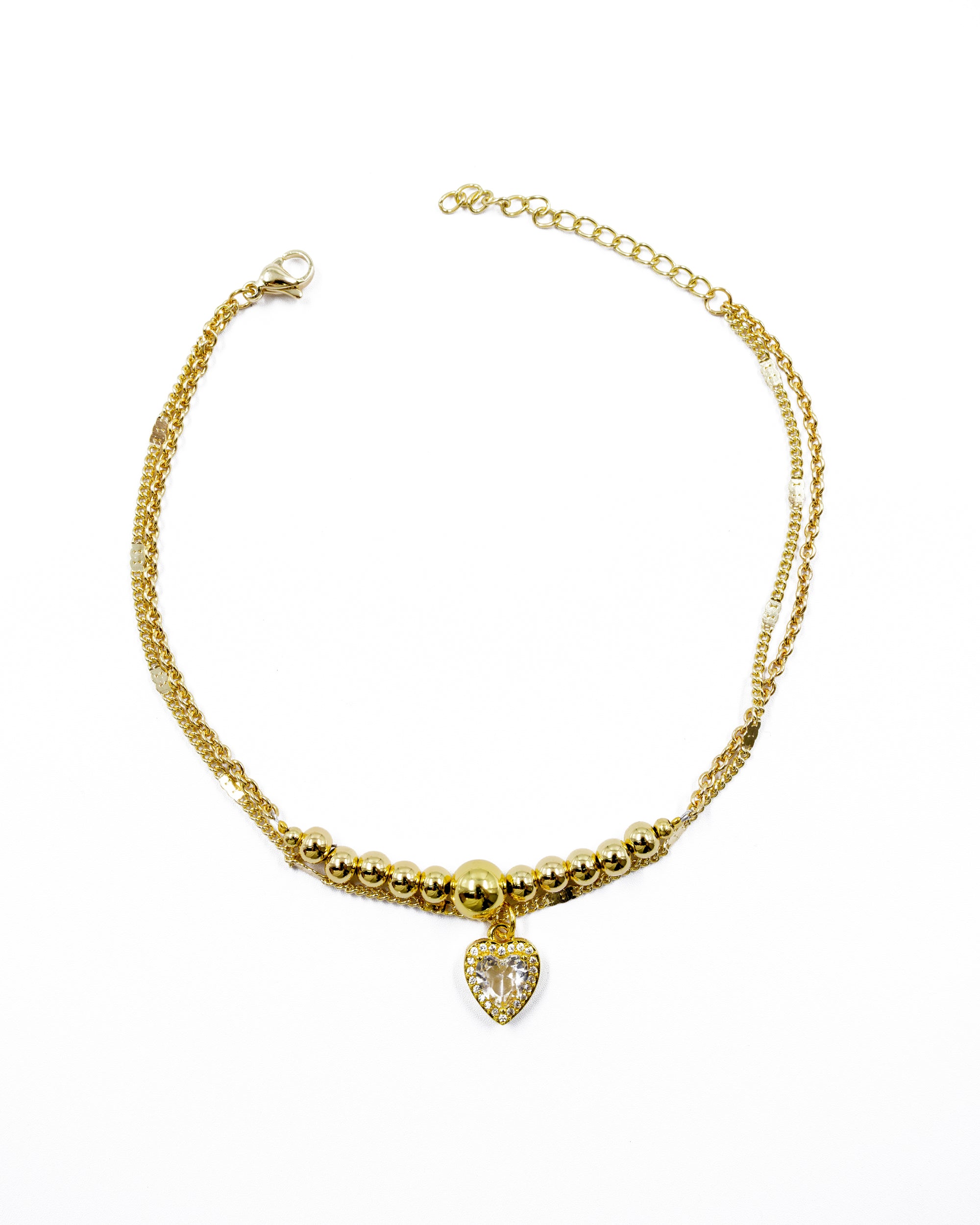Tobilleras con Dije de Corazon M12 Oro Laminado