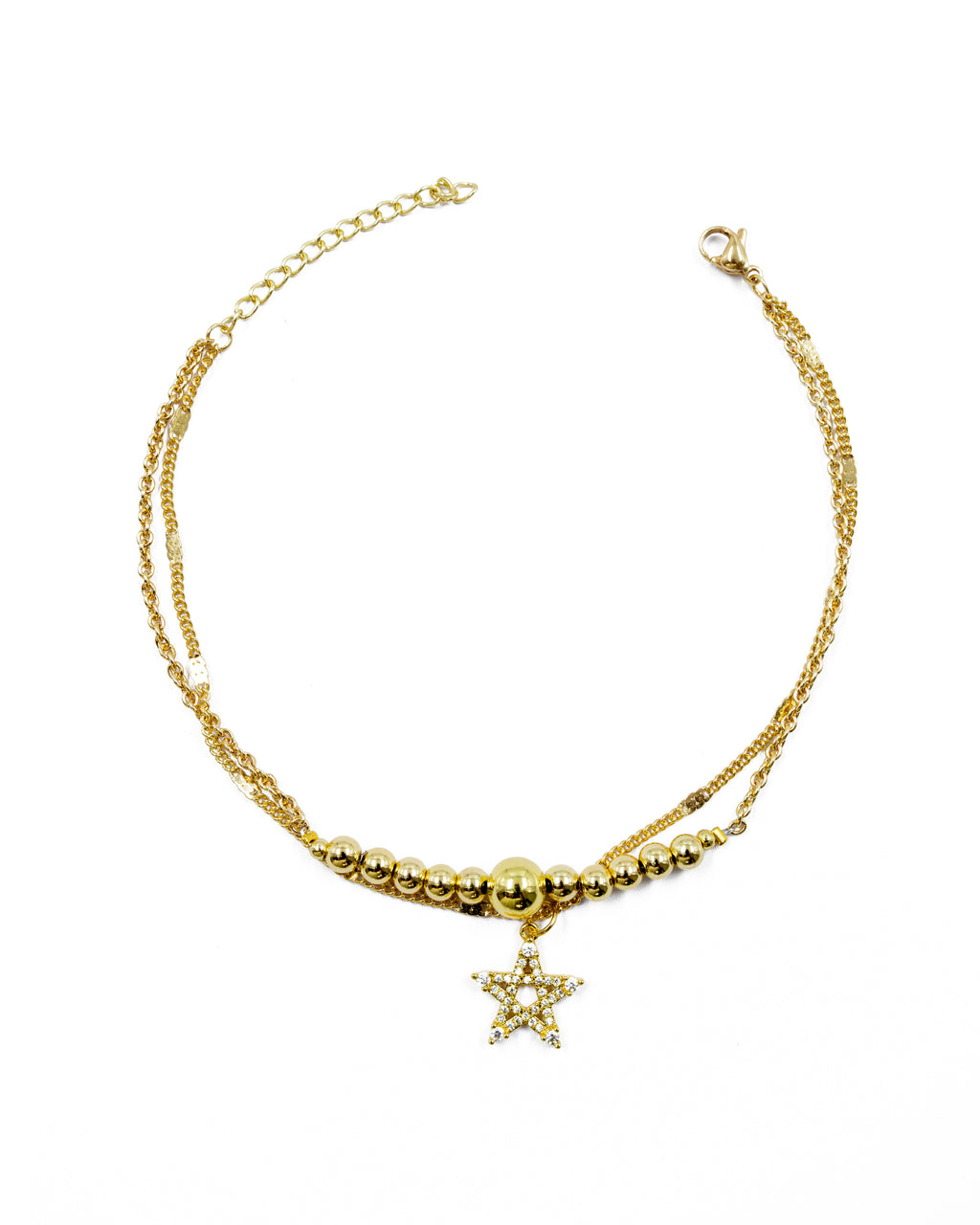 Tobilleras con Dije de Estrella M14 Oro Laminado