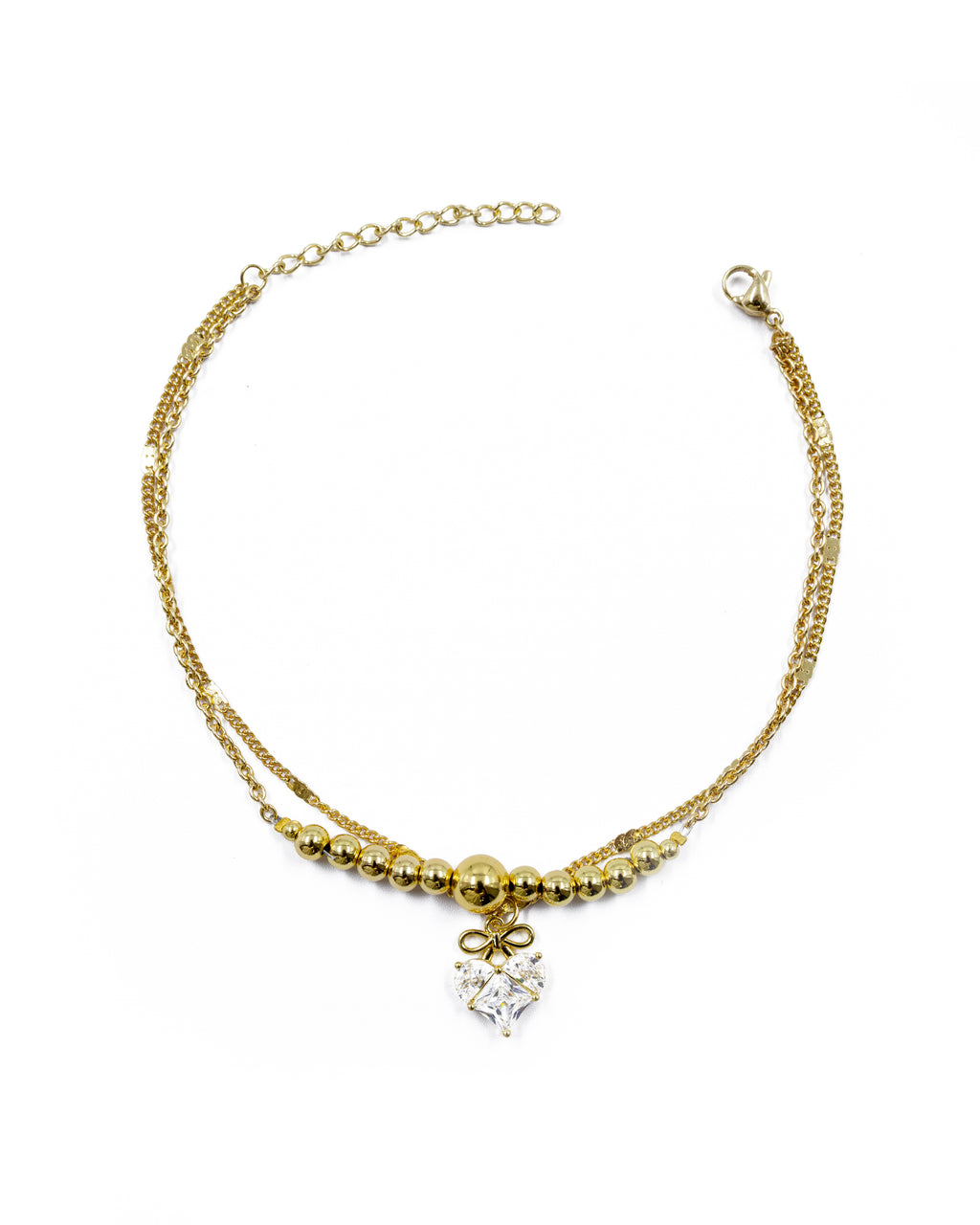 Tobilleras con Dije de Corazon M16 Oro Laminado