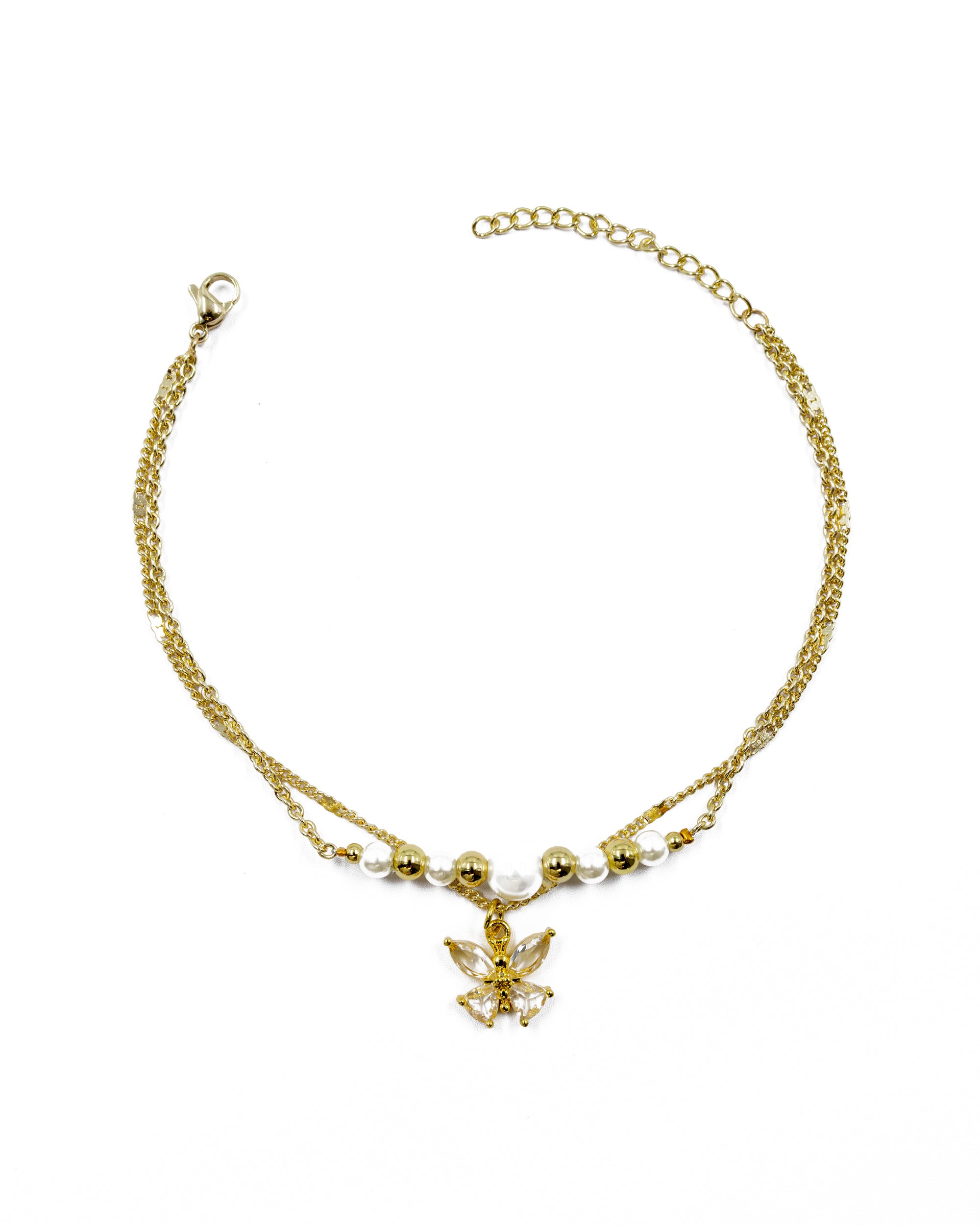 Tobilleras con Dije de Flor M17 Oro Laminado