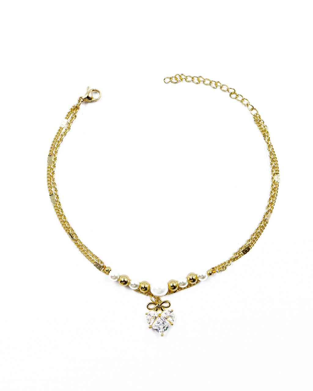 Tobilleras con Dije de corazon M19 Oro Laminado