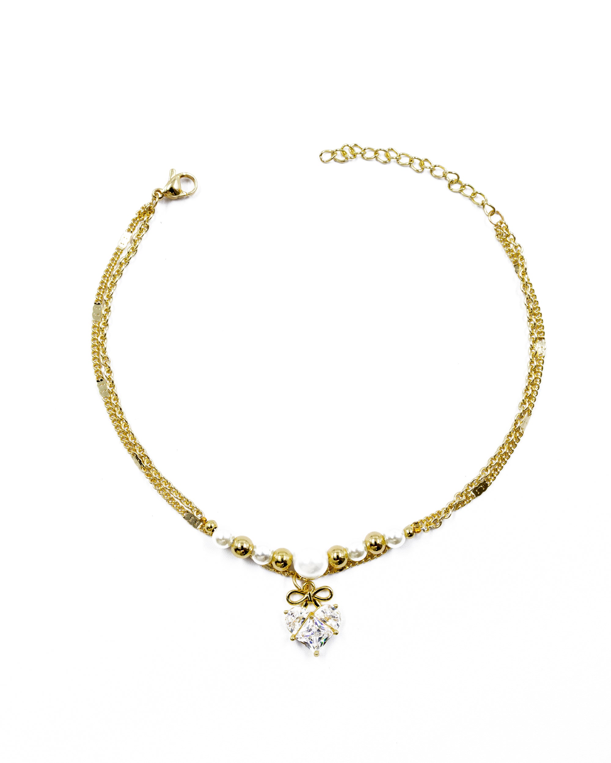 Tobilleras con Dije de corazon M19 Oro Laminado