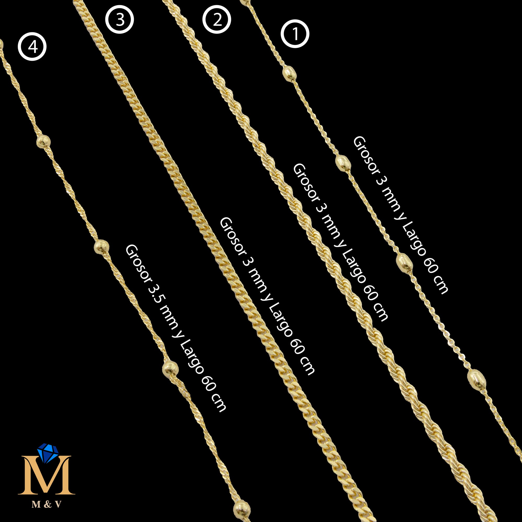 Cadena Dorada de 60 cm 27/05/26 M5 Oro Laminado