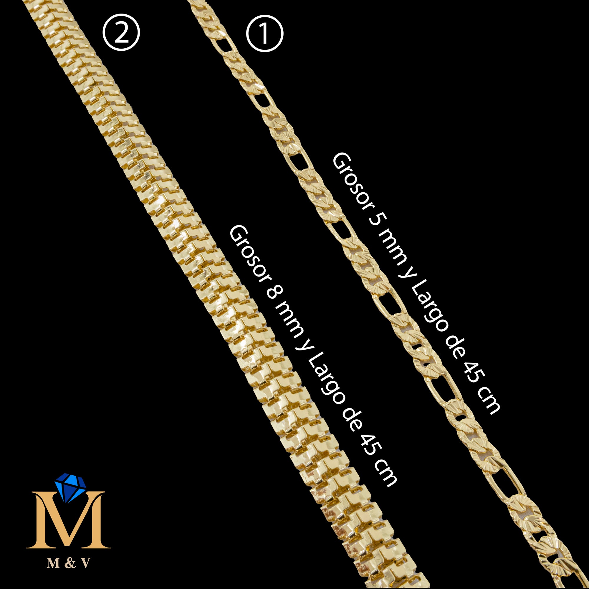 Cadena Dorada de 45 cm 27/05/26 M8 Oro Laminado