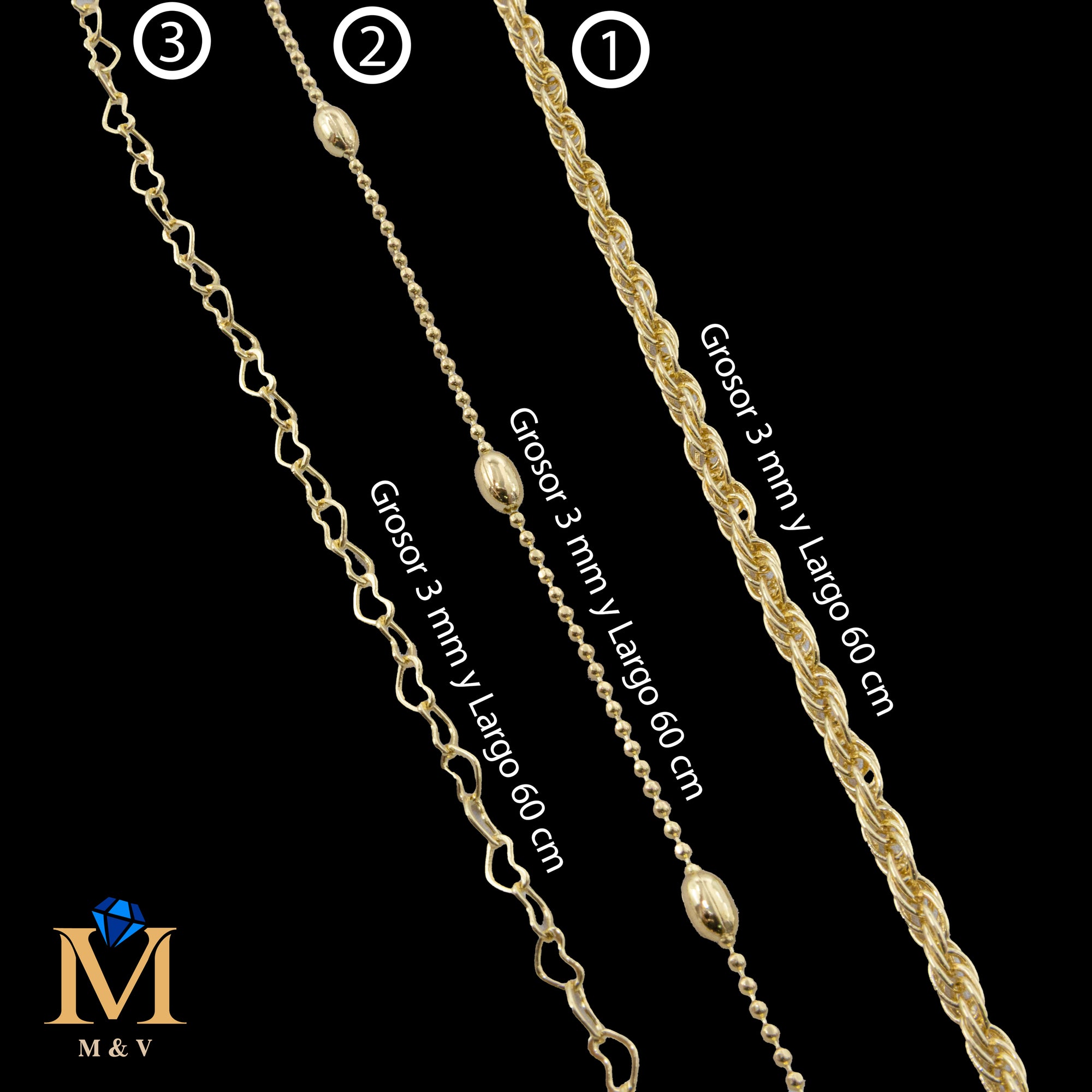 Cadena Dorada de 60 cm 28/05/26 M6 Oro Laminado