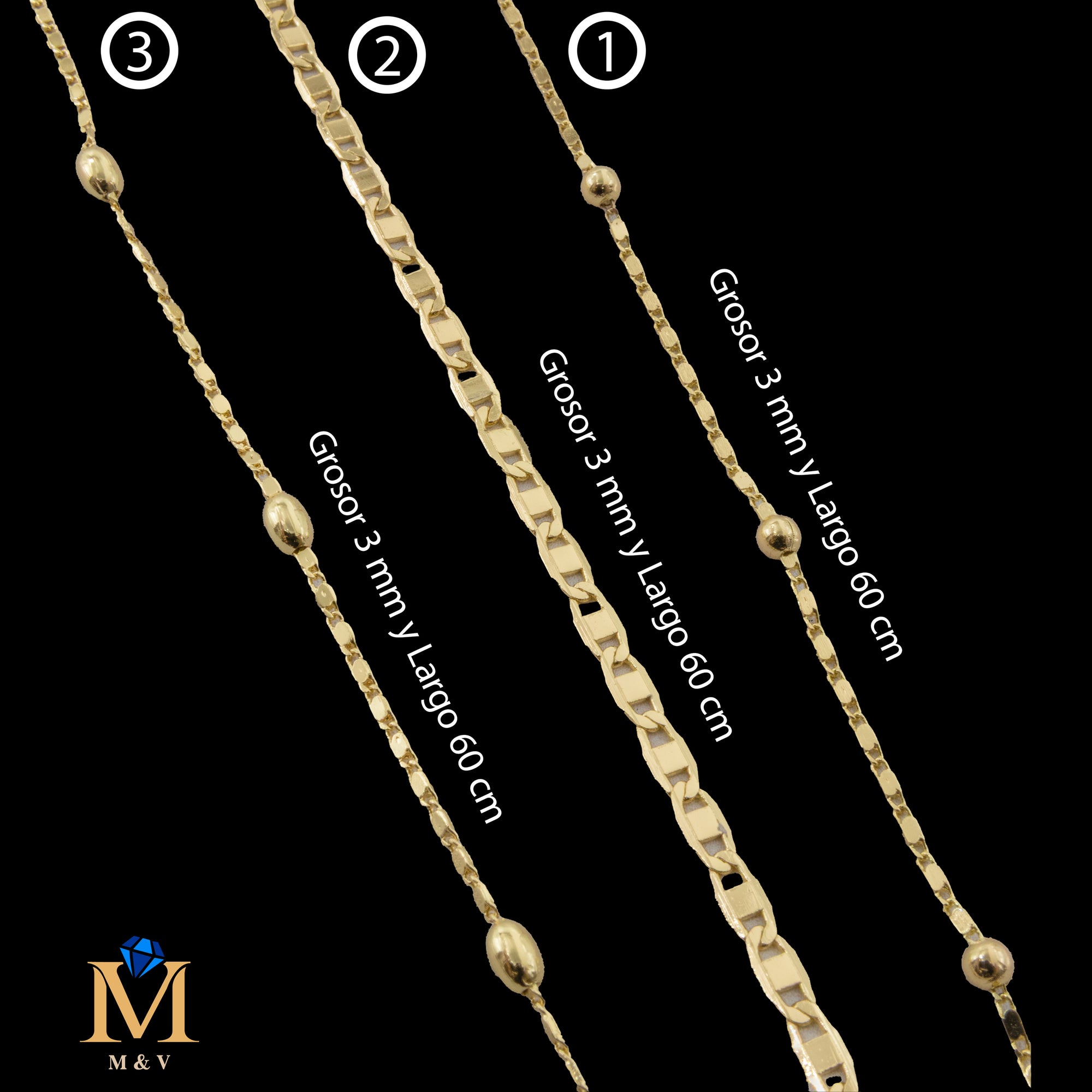Cadena Dorada de 60 cm 28/05/26 M7 Oro Laminado