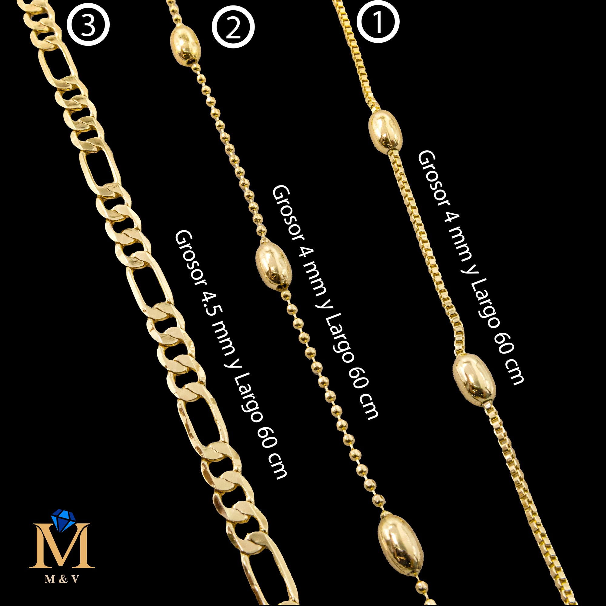 Cadena Dorada de 60 cm 28/05/26 M8 Oro Laminado