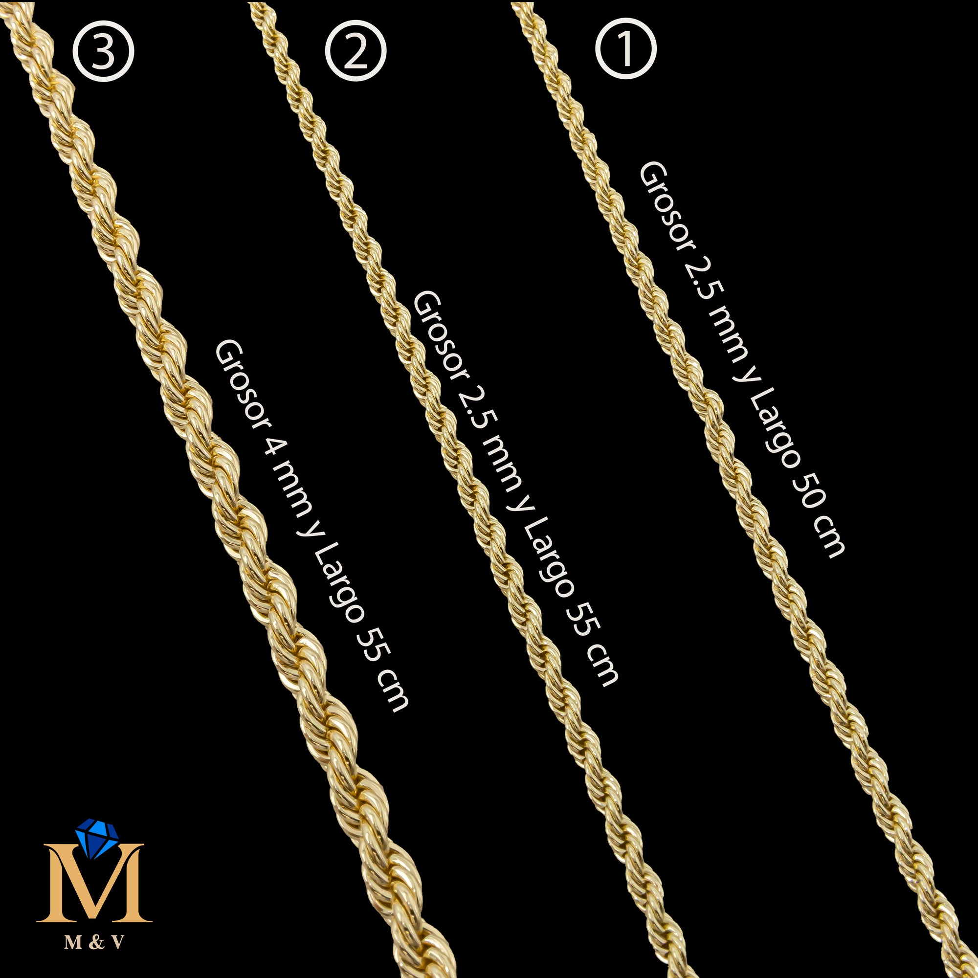 Cadena Dorada de 50 y 55 cm 28/05/26 M9 Oro Laminado
