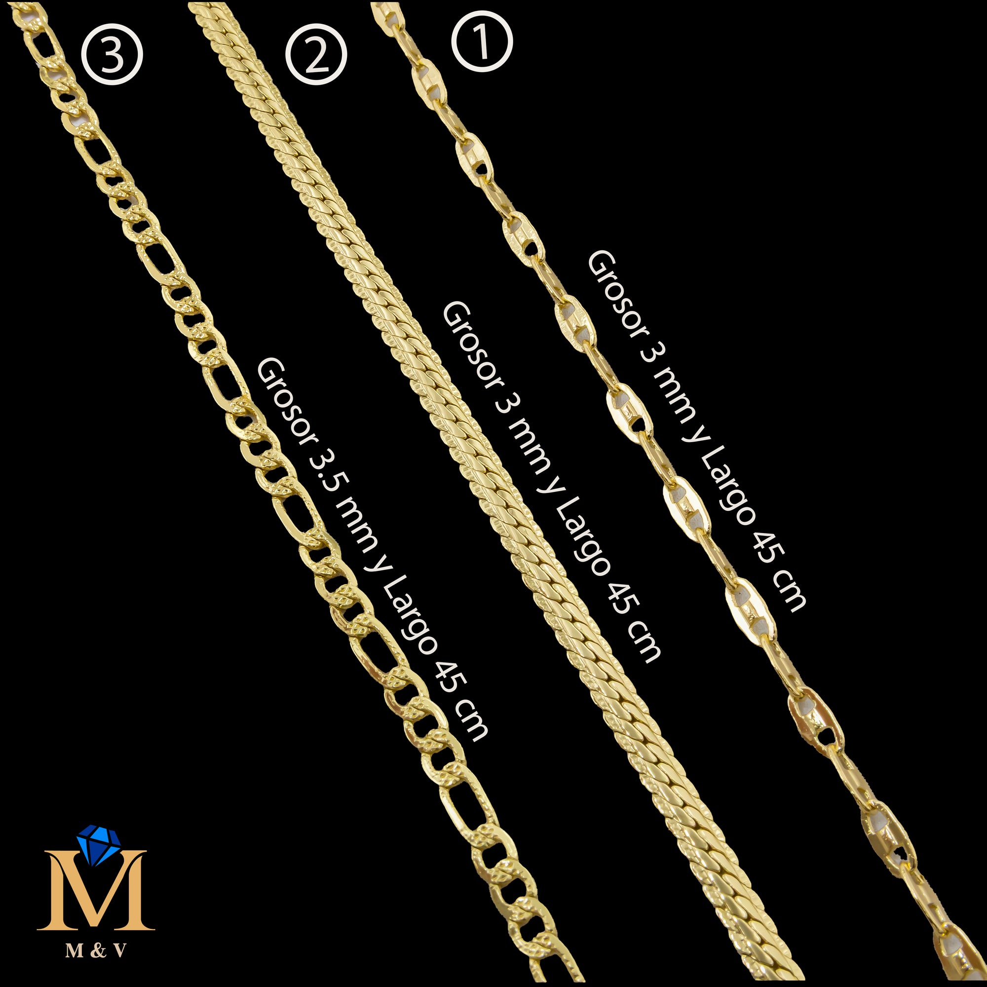 Cadena Dorada de 60 cm 28/05/26 M12 Oro Laminado