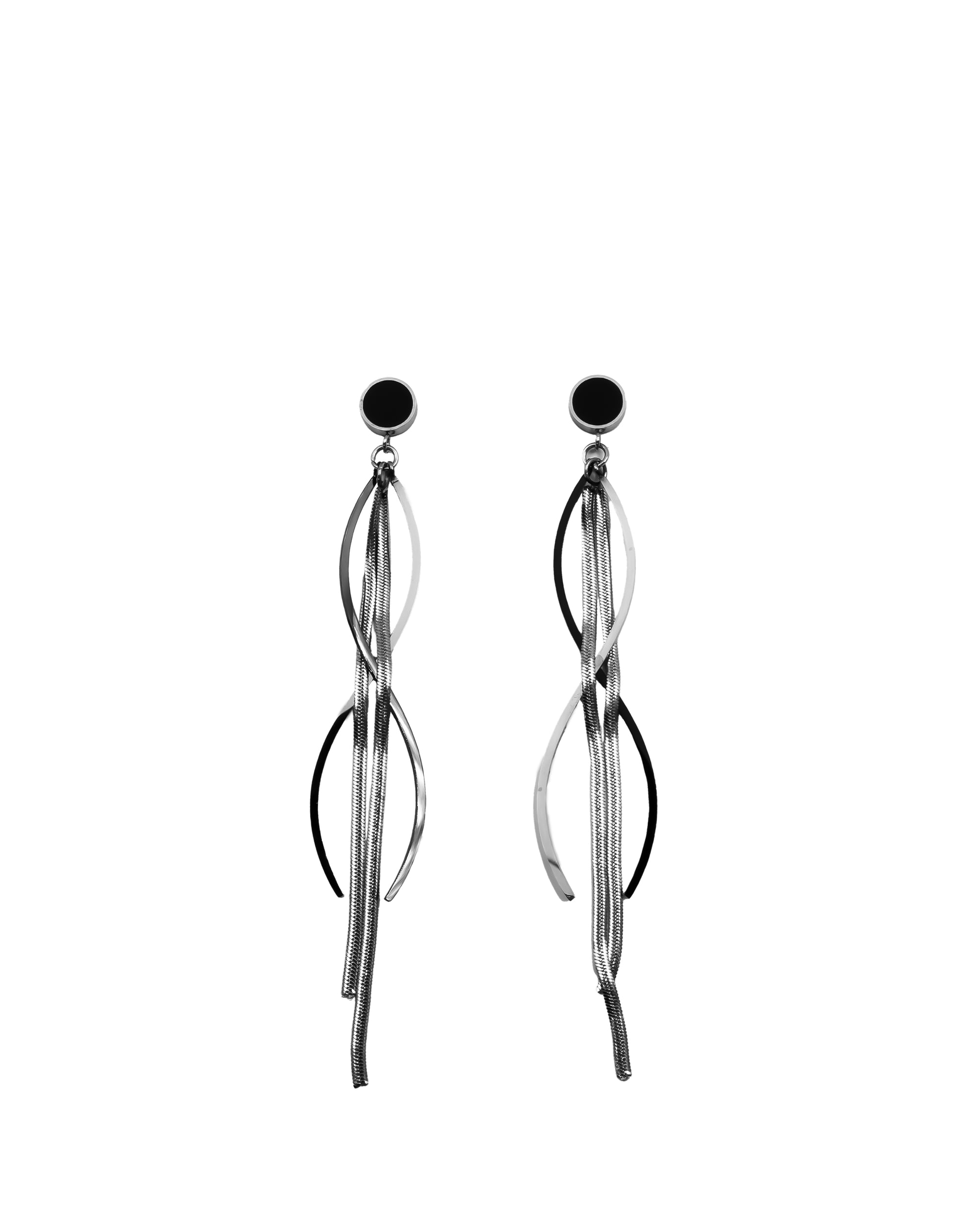 Aretes Largos Plateados M7 Oro Laminado