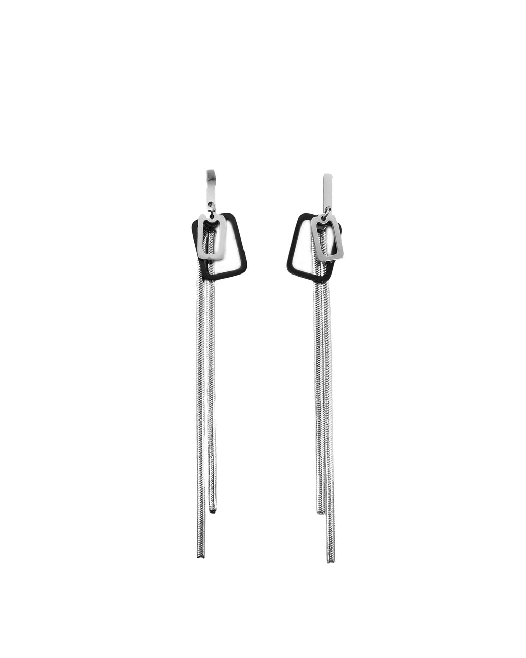 Aretes Largos Plateados M7 Oro Laminado