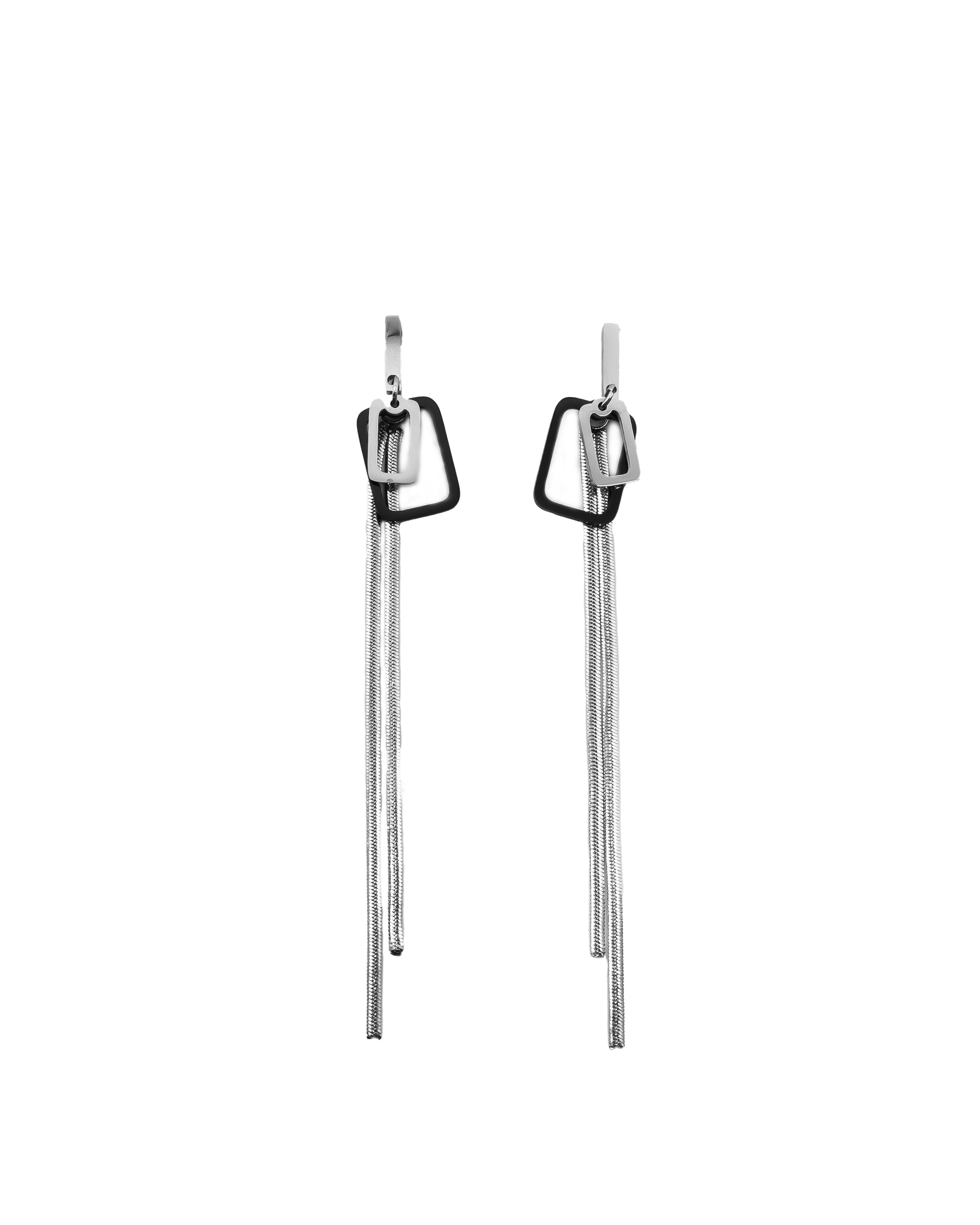 Aretes Largos Plateados M7 Oro Laminado