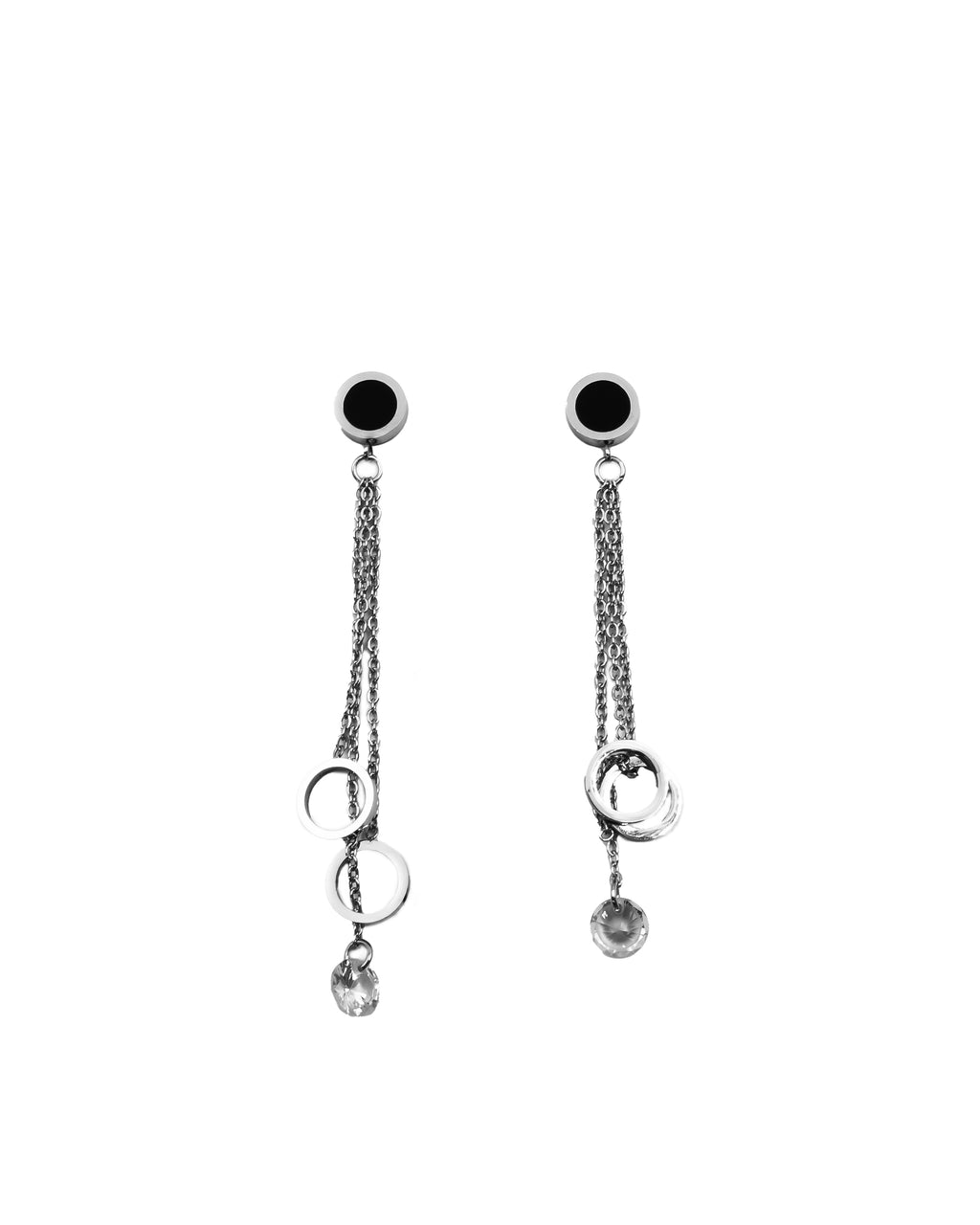 Aretes Largos Plateados M7 Oro Laminado