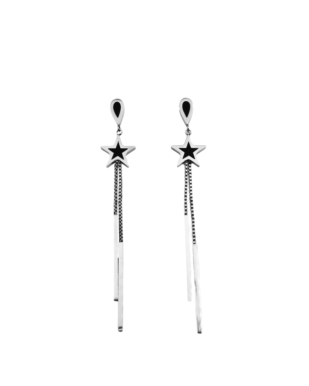 Aretes Largos Plateados M7 Oro Laminado
