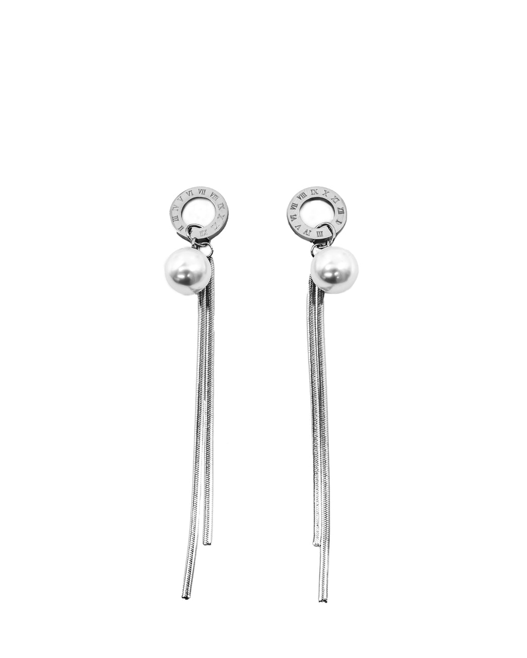 Aretes Largos Plateados M7 Oro Laminado