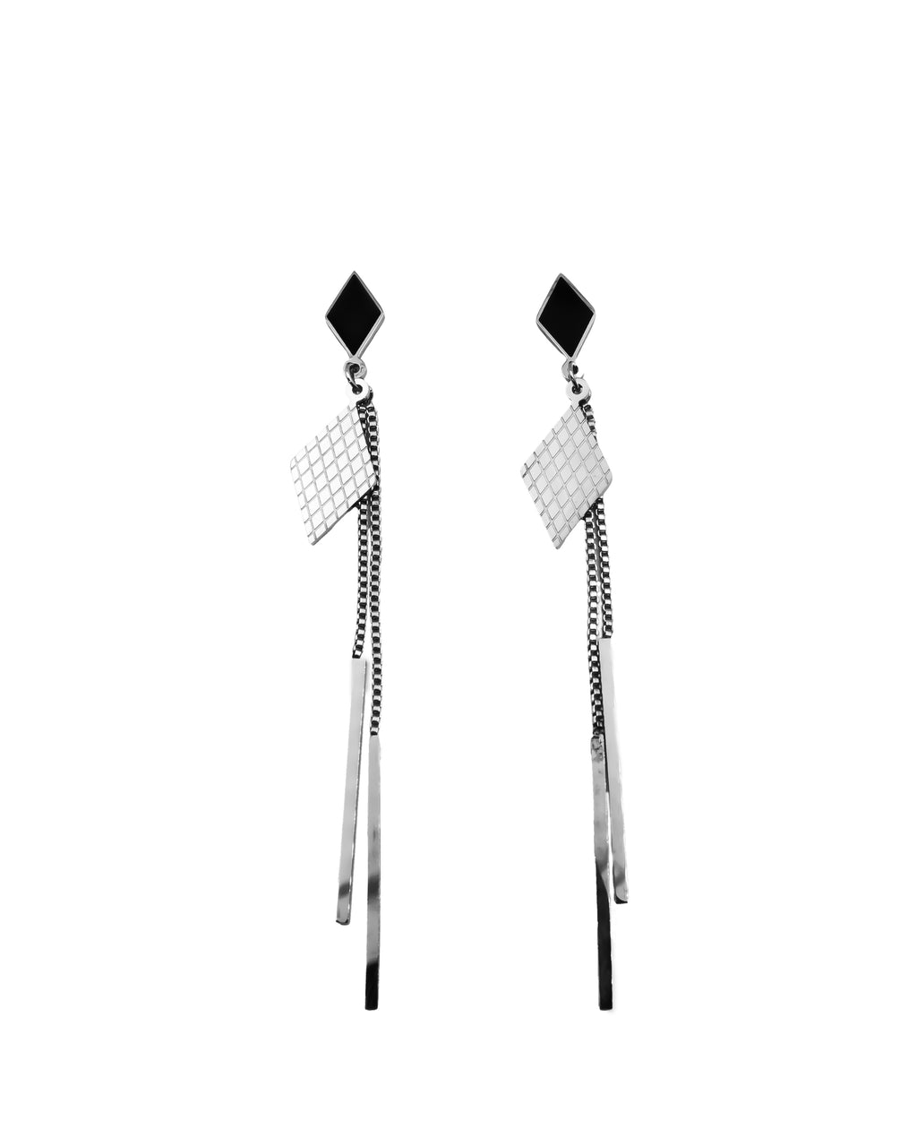 Aretes Largos Plateados M7 Oro Laminado