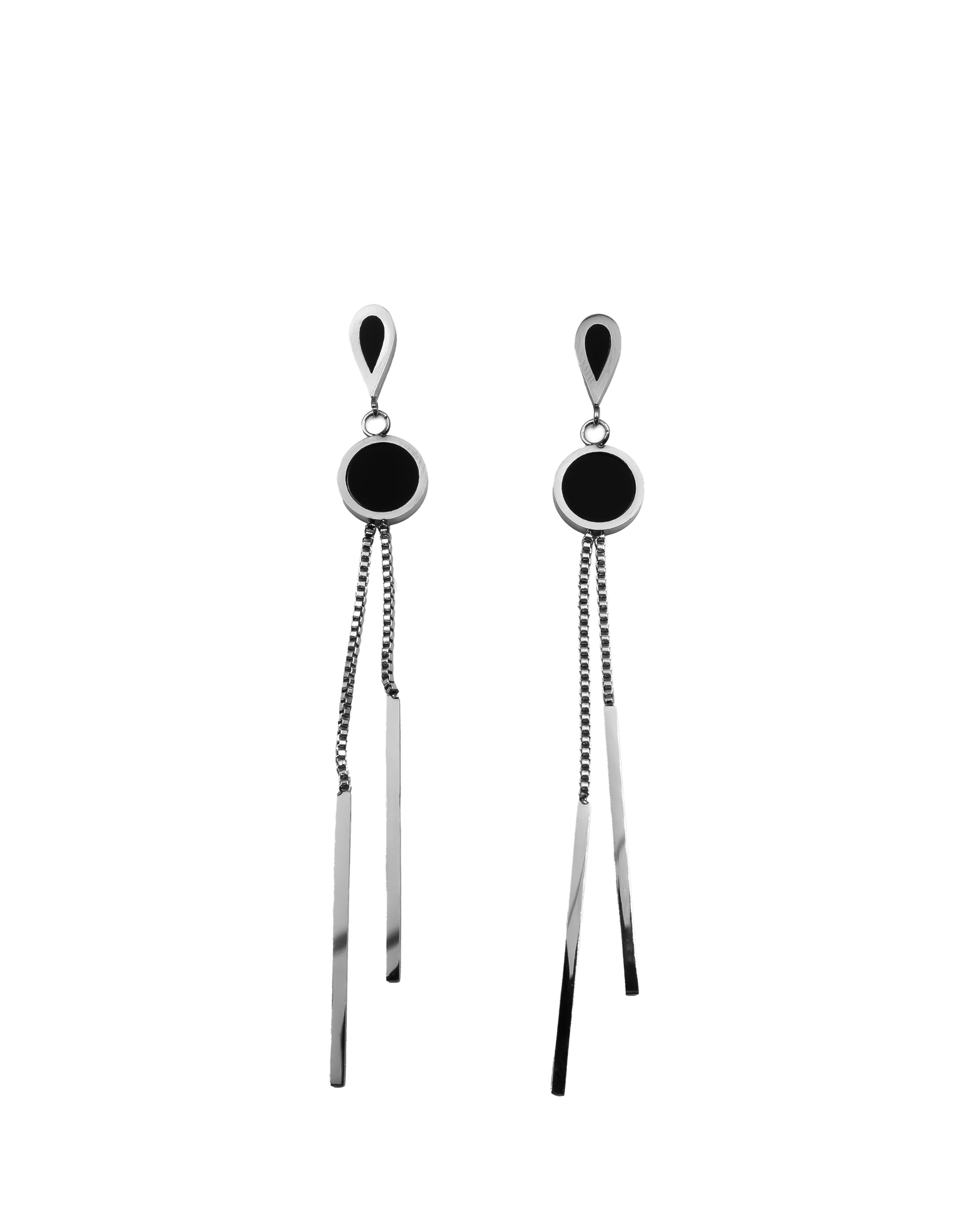 Aretes Largos Plateados M7 Oro Laminado