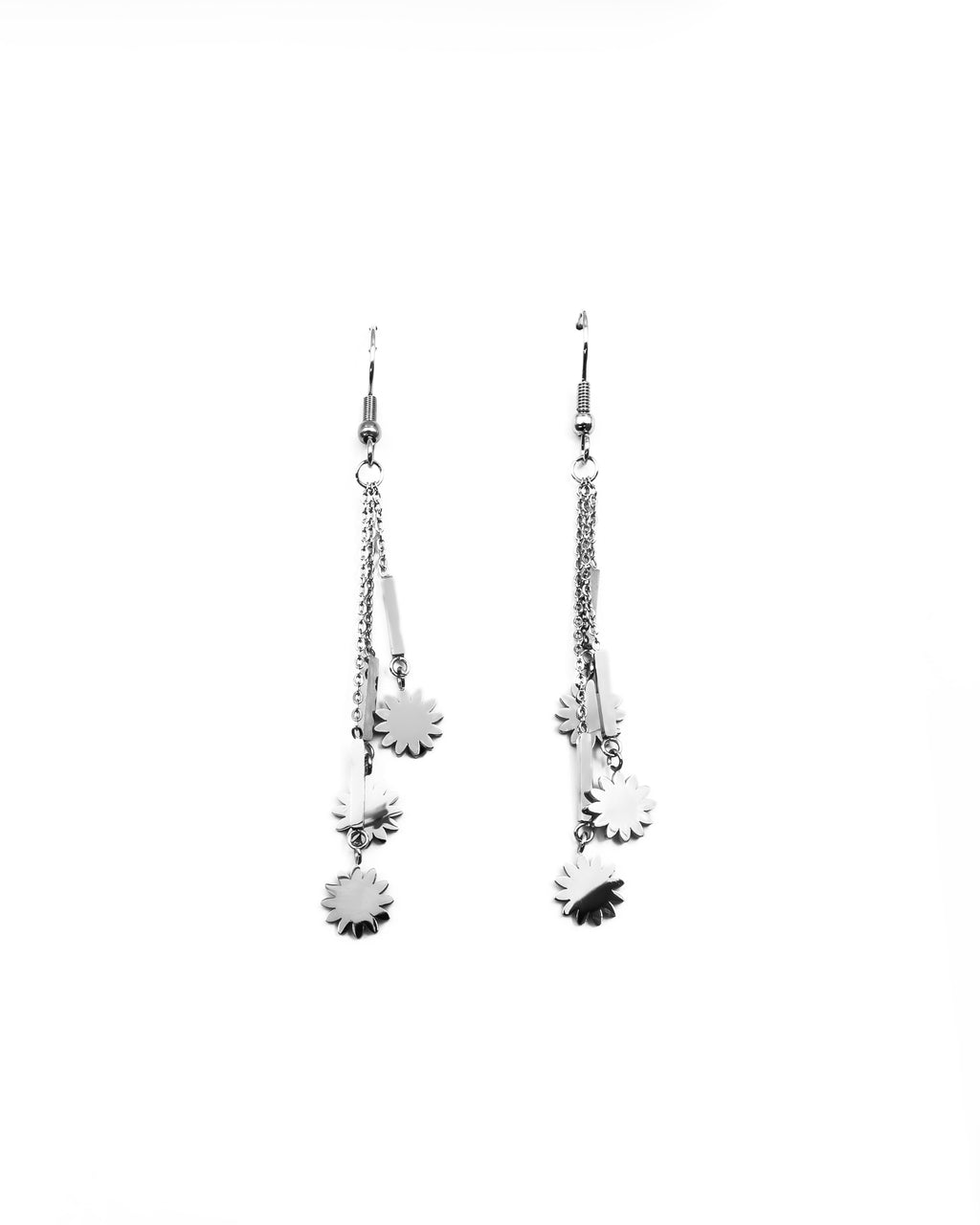 Aretes Largos Plateados M8 Oro Laminado