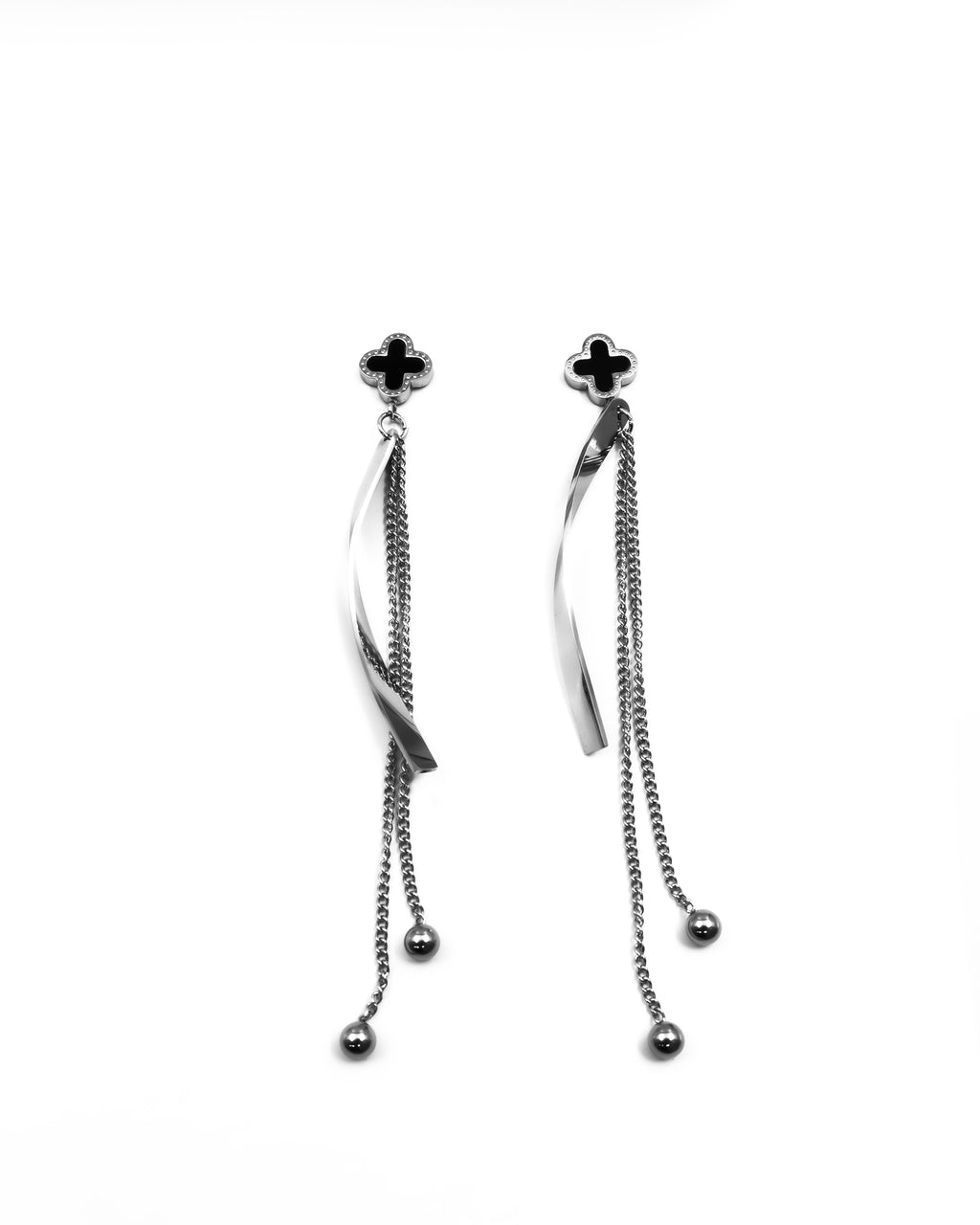 Aretes Largos Plateados M8 Oro Laminado