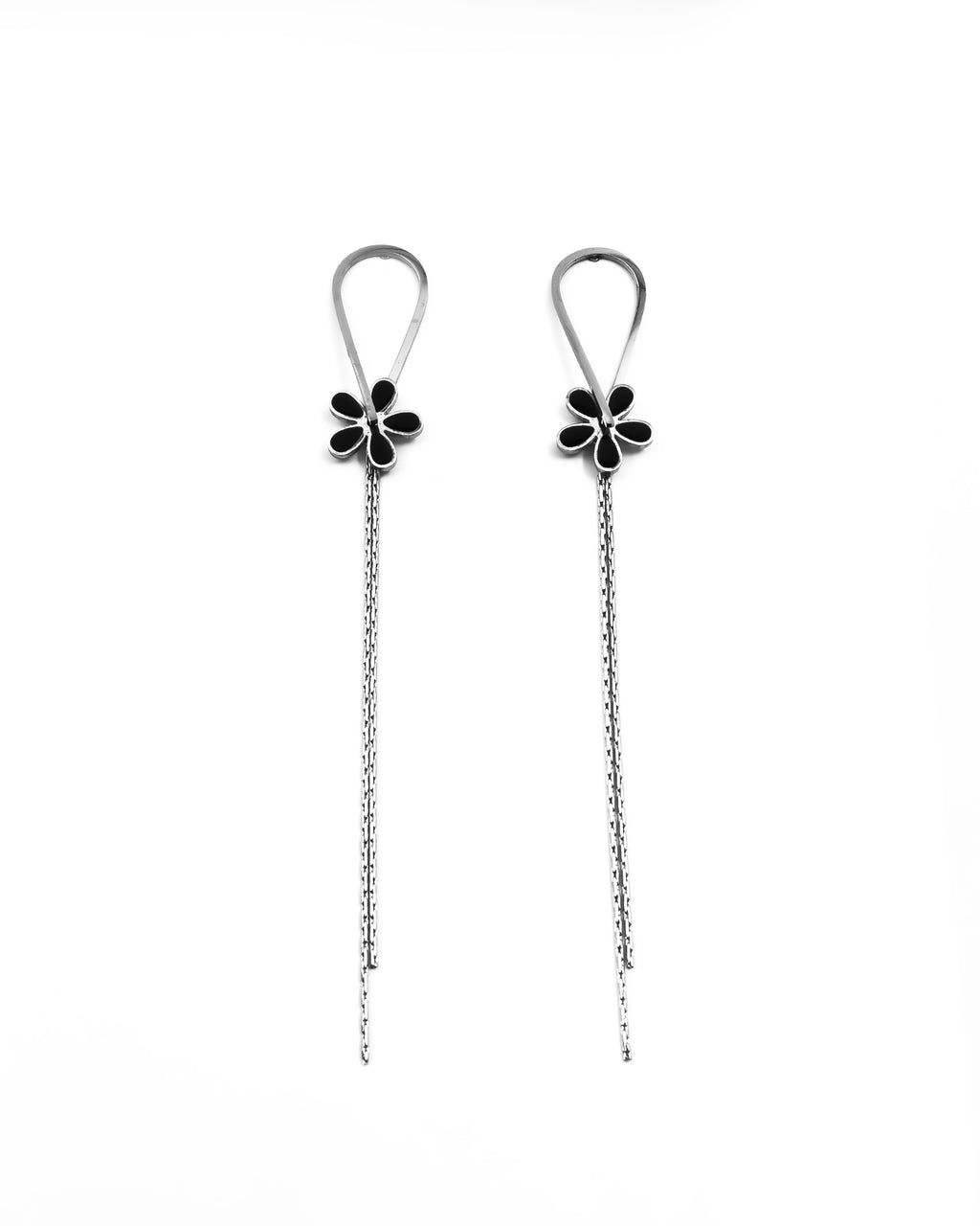 Aretes Largos Plateados M8 Oro Laminado