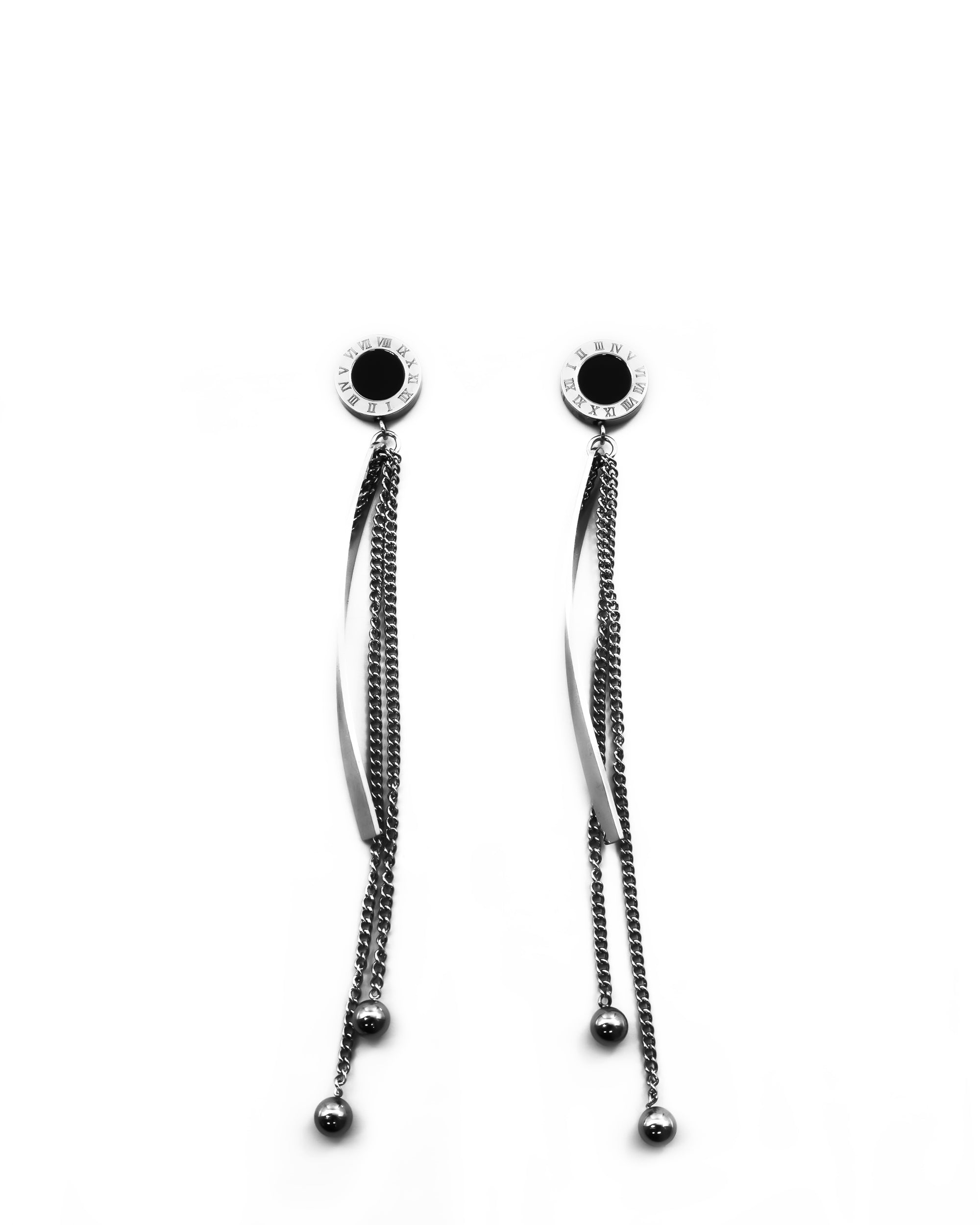 Aretes Largos Plateados M8 Oro Laminado