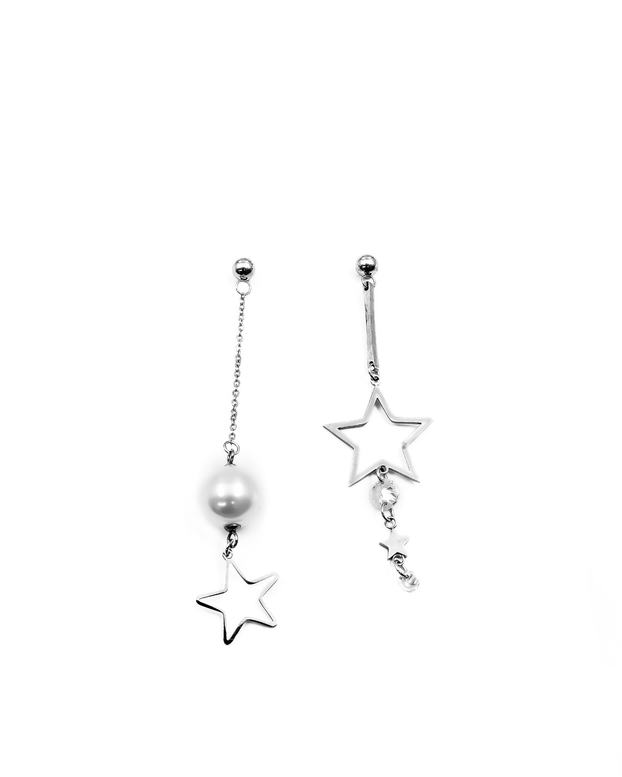 Aretes Largos Plateados M8 Oro Laminado