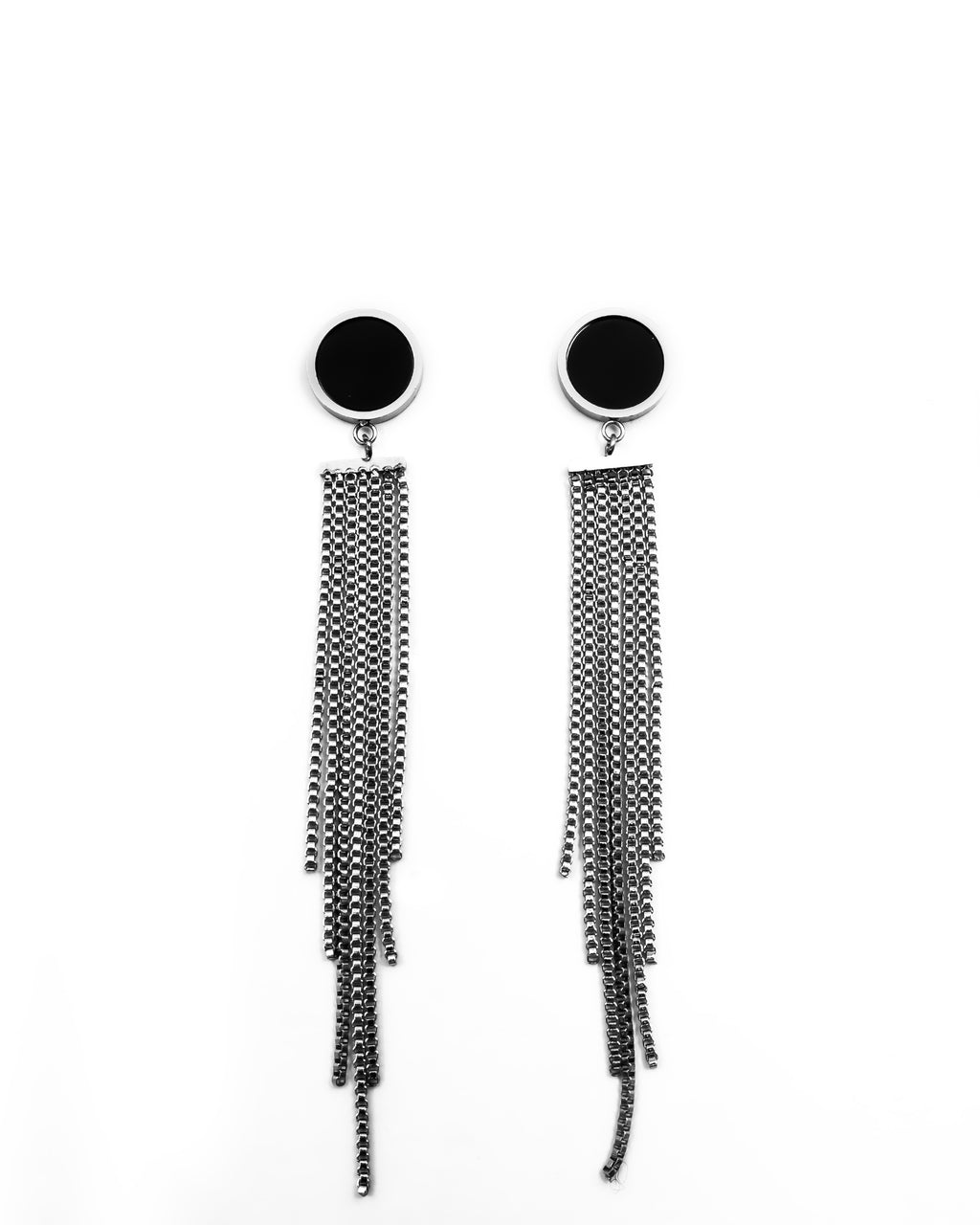 Aretes Largos Plateados M8 Oro Laminado