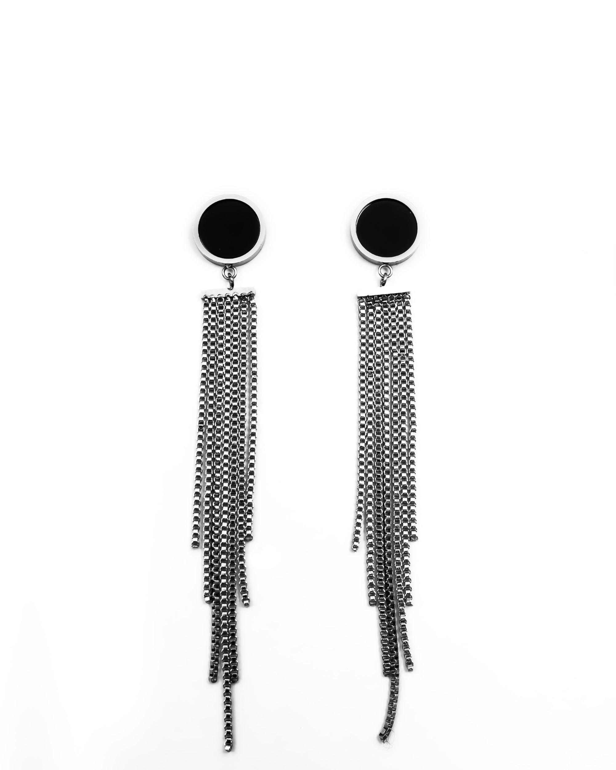 Aretes Largos Plateados M8 Oro Laminado