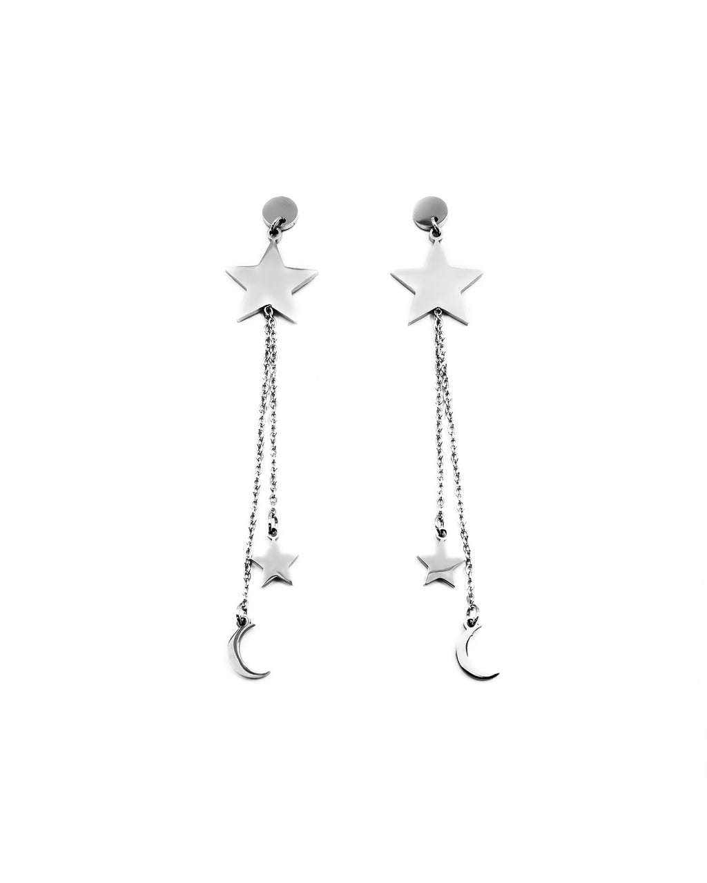 Aretes Largos Plateados M8 Oro Laminado