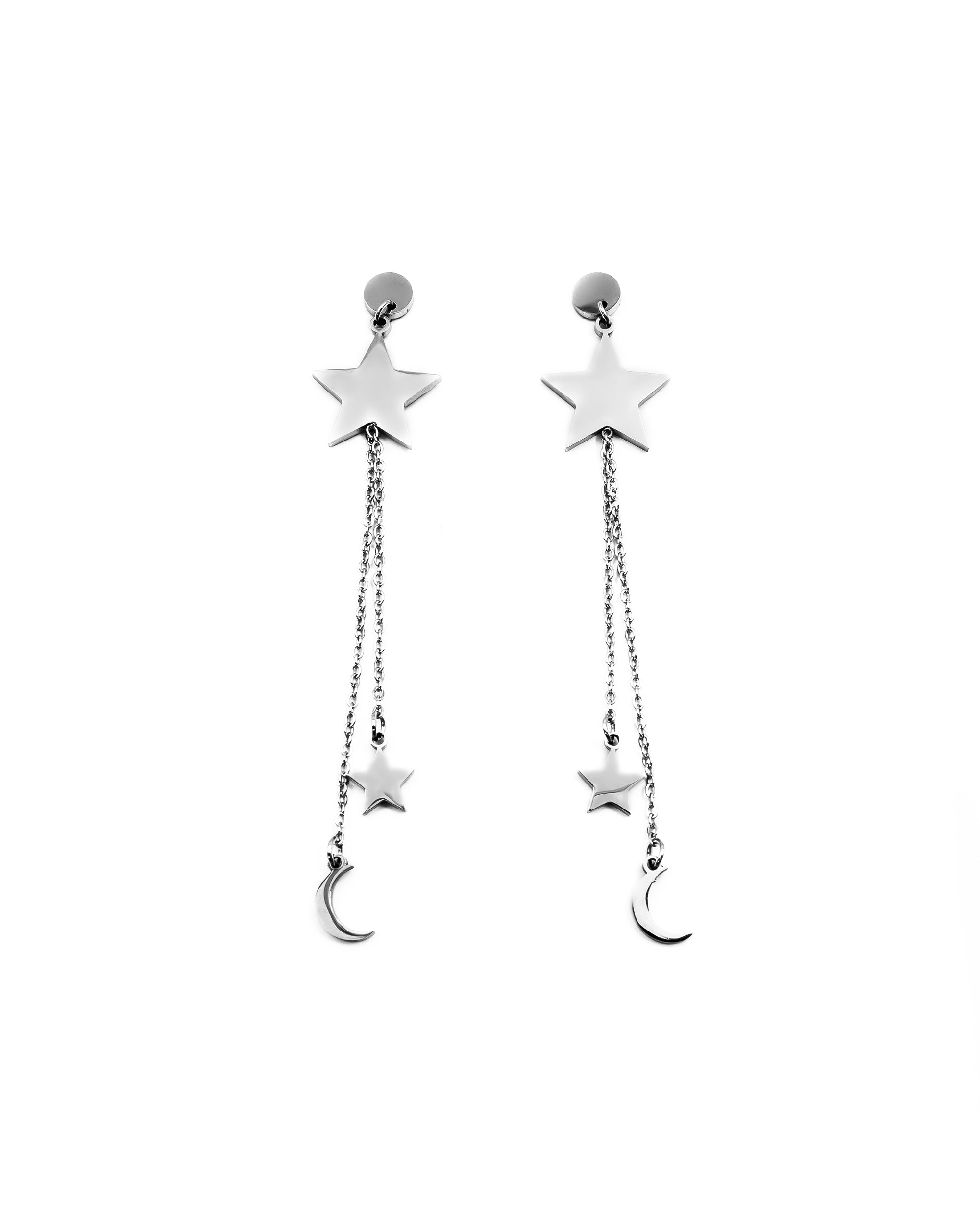 Aretes Largos Plateados M8 Oro Laminado
