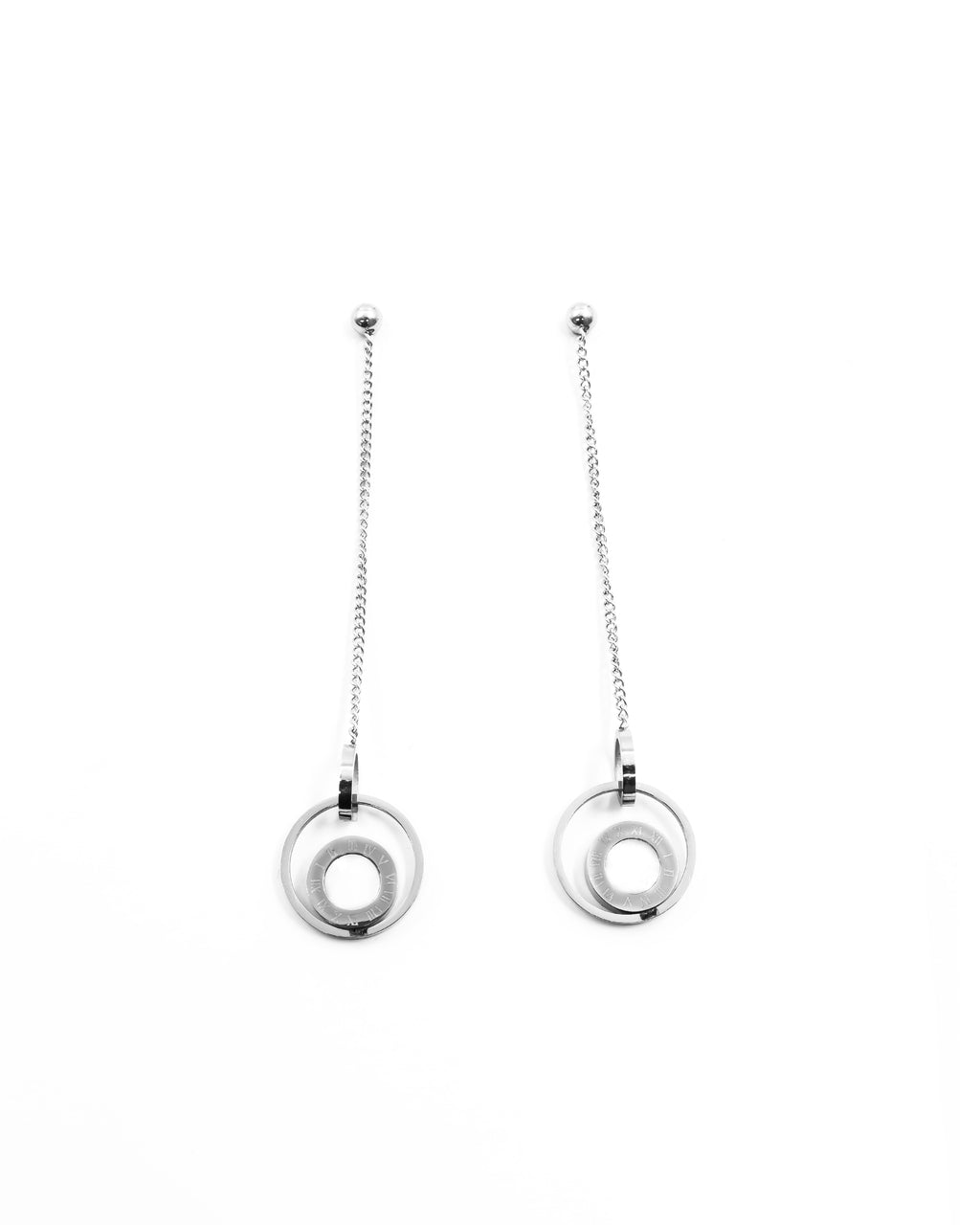 Aretes Largos Plateados M8 Oro Laminado
