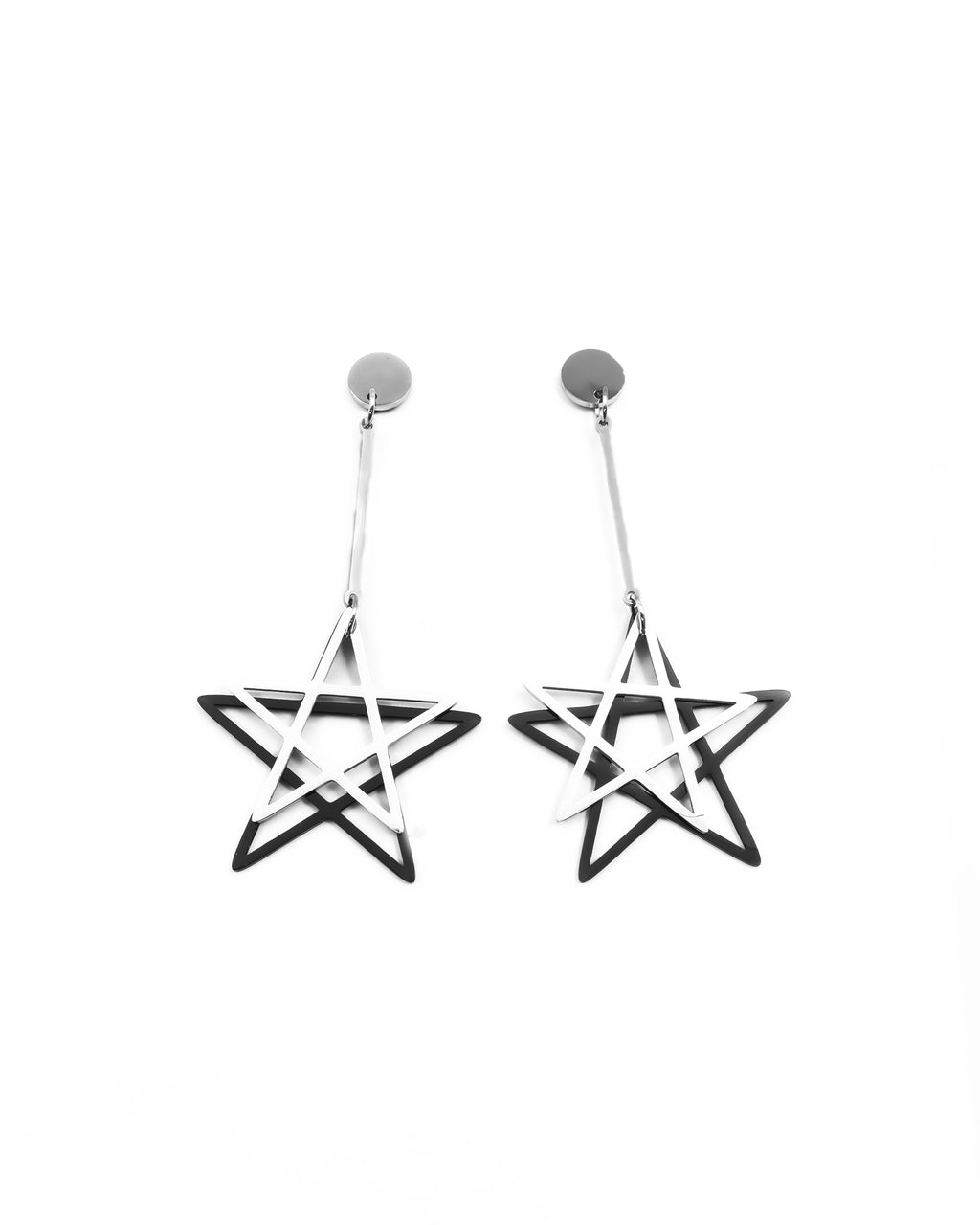 Aretes Largos Plateados M9 Oro Laminado