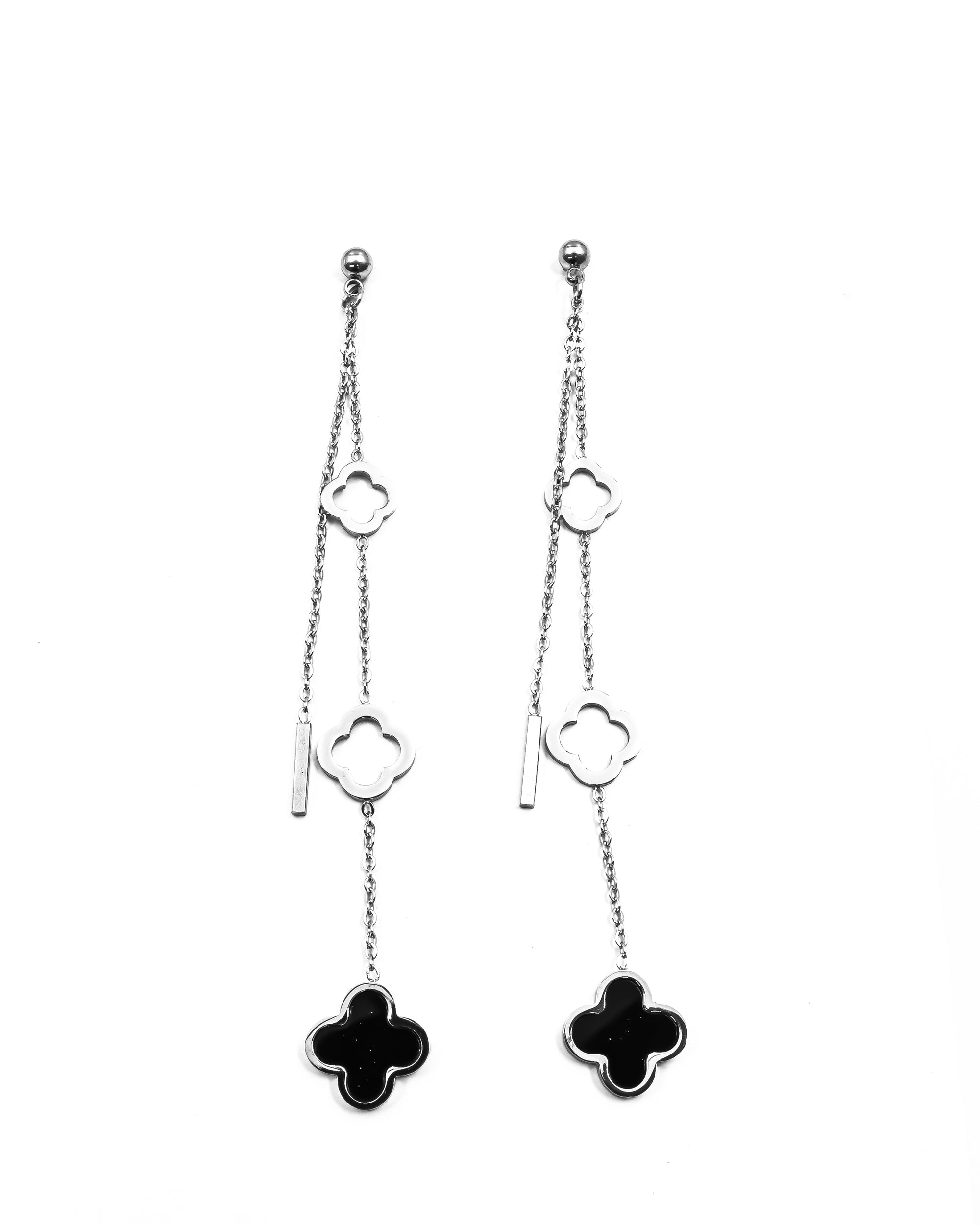 Aretes Largos Plateados M9 Oro Laminado