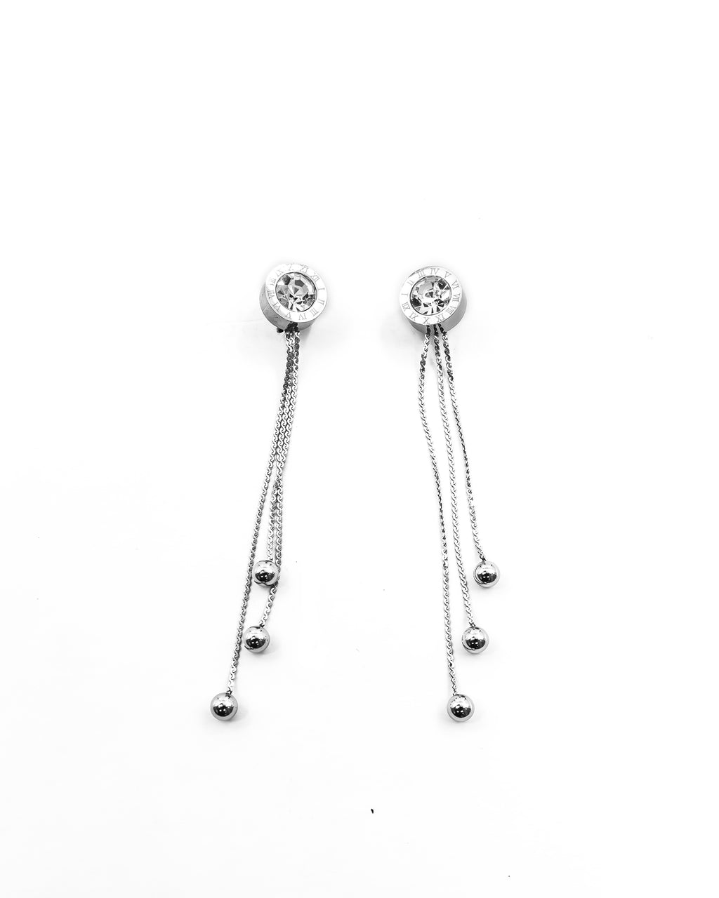 Aretes Largos Plateados M9 Oro Laminado