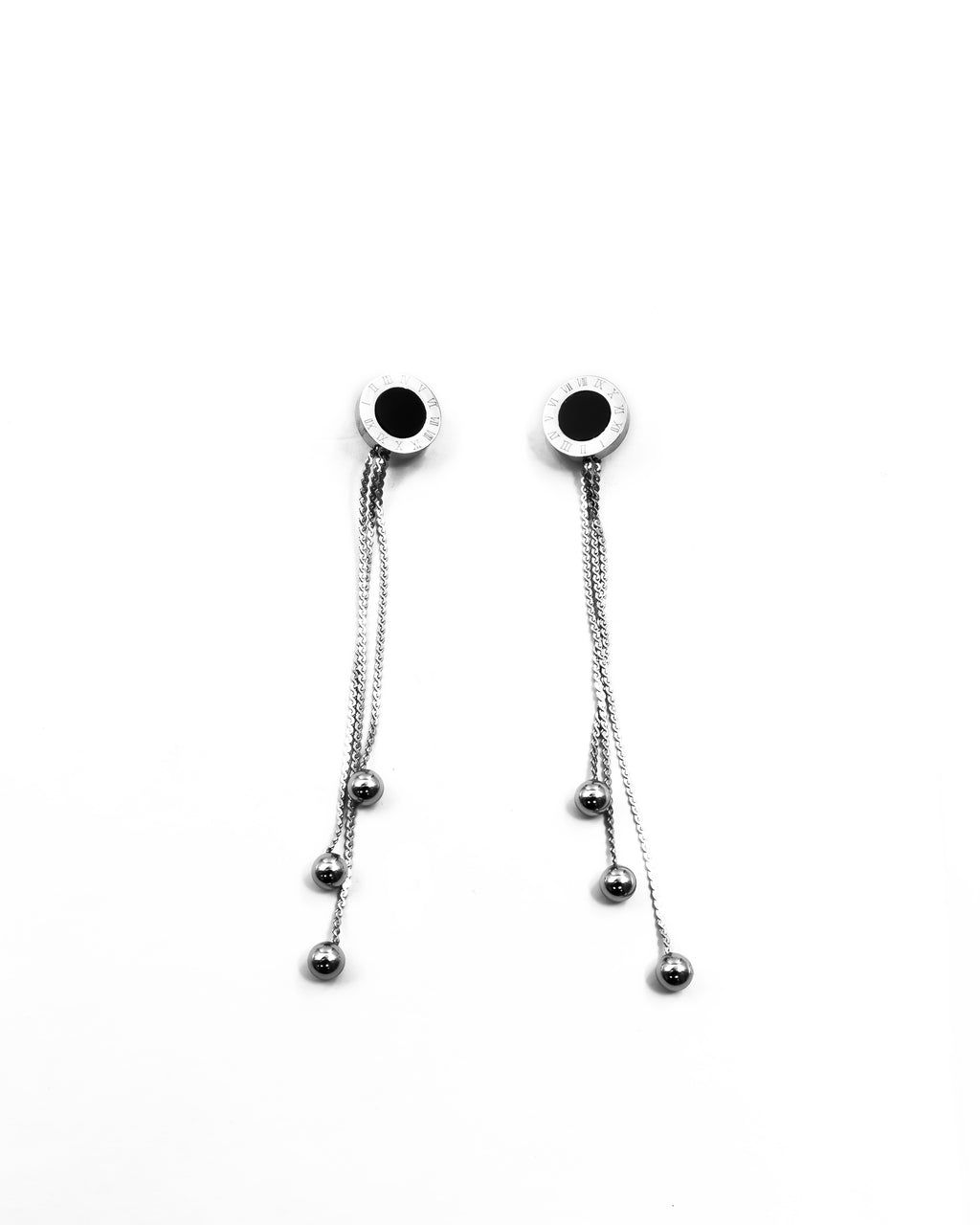 Aretes Largos Plateados M9 Oro Laminado