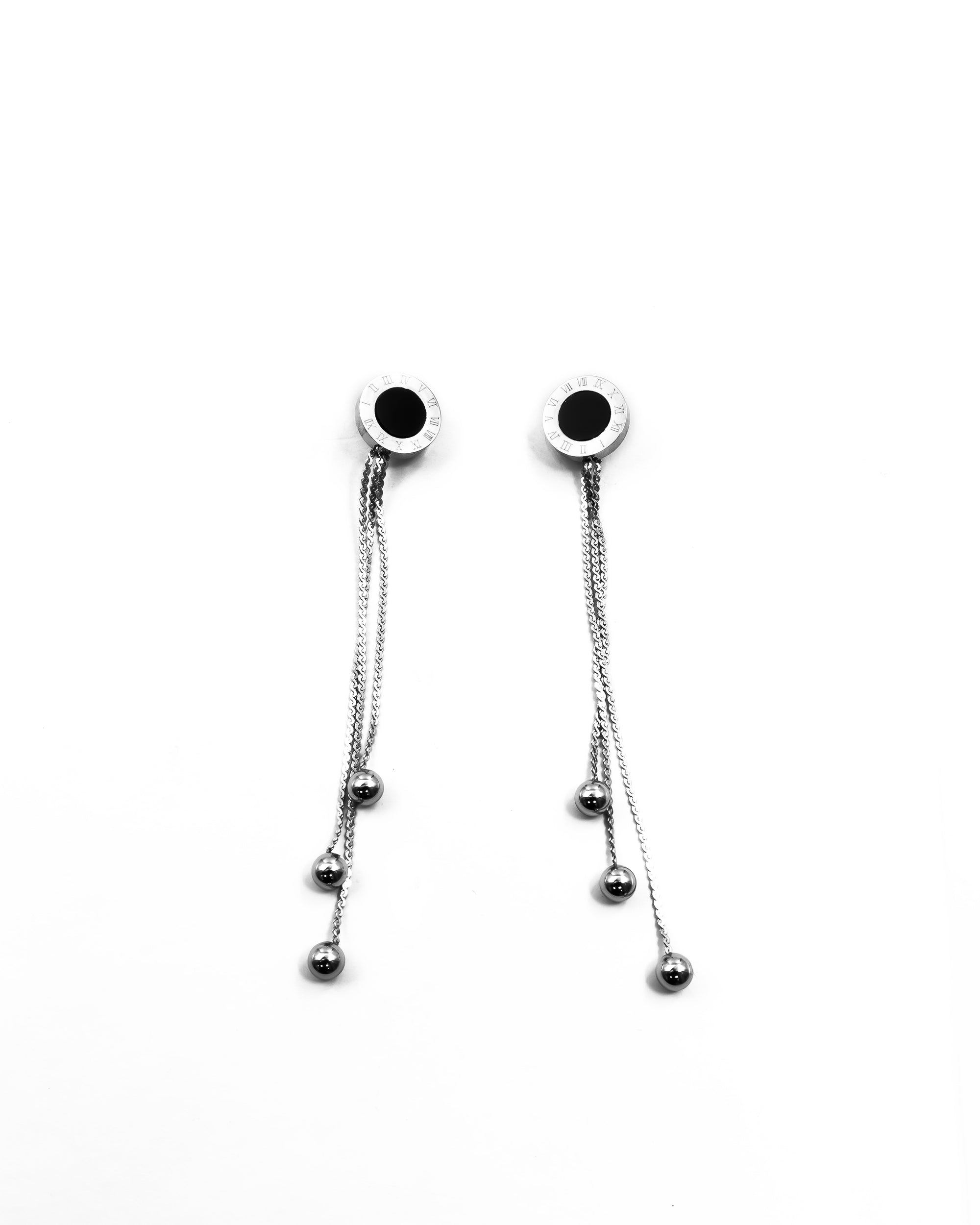 Aretes Largos Plateados M9 Oro Laminado