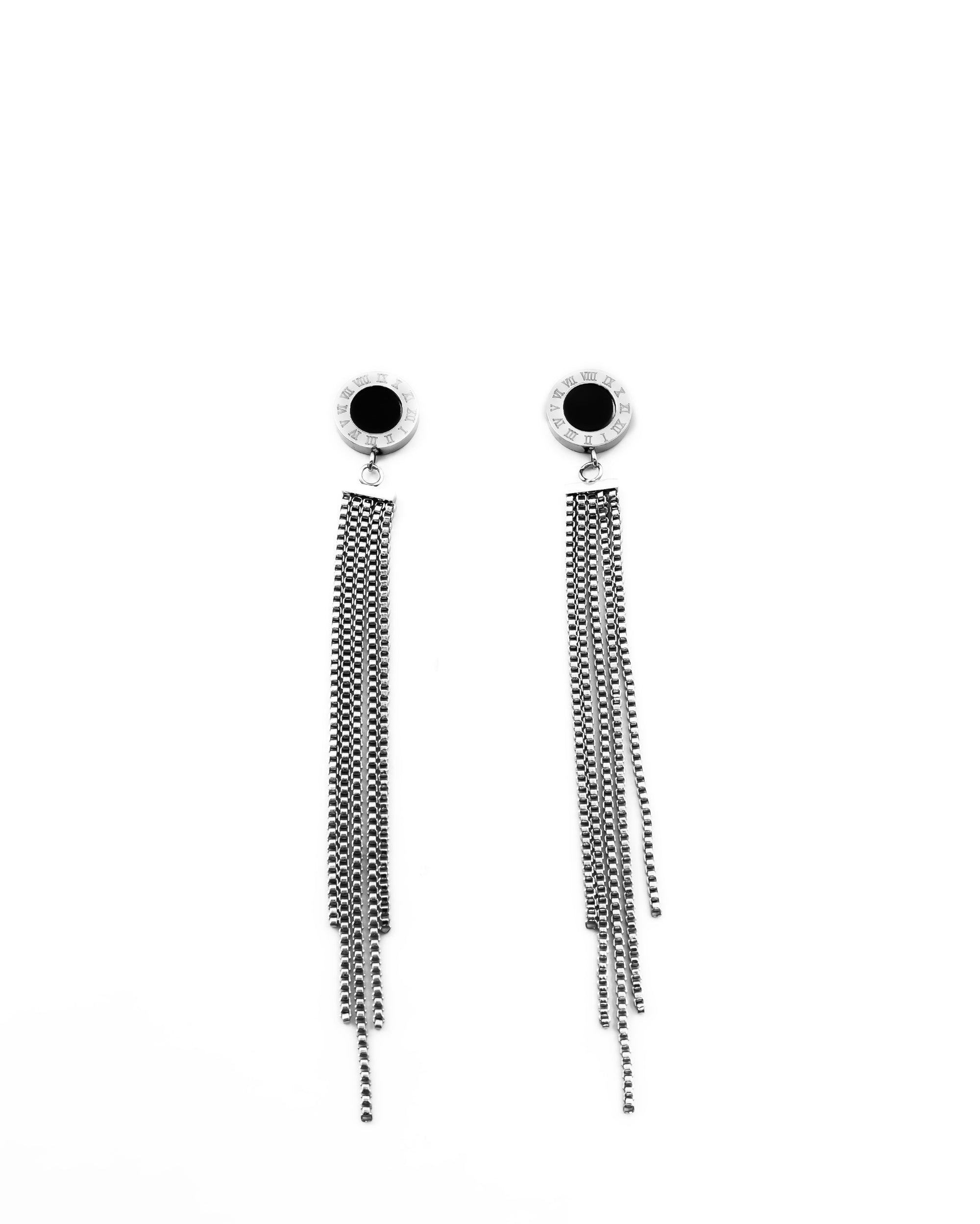 Aretes Largos Plateados M9 Oro Laminado