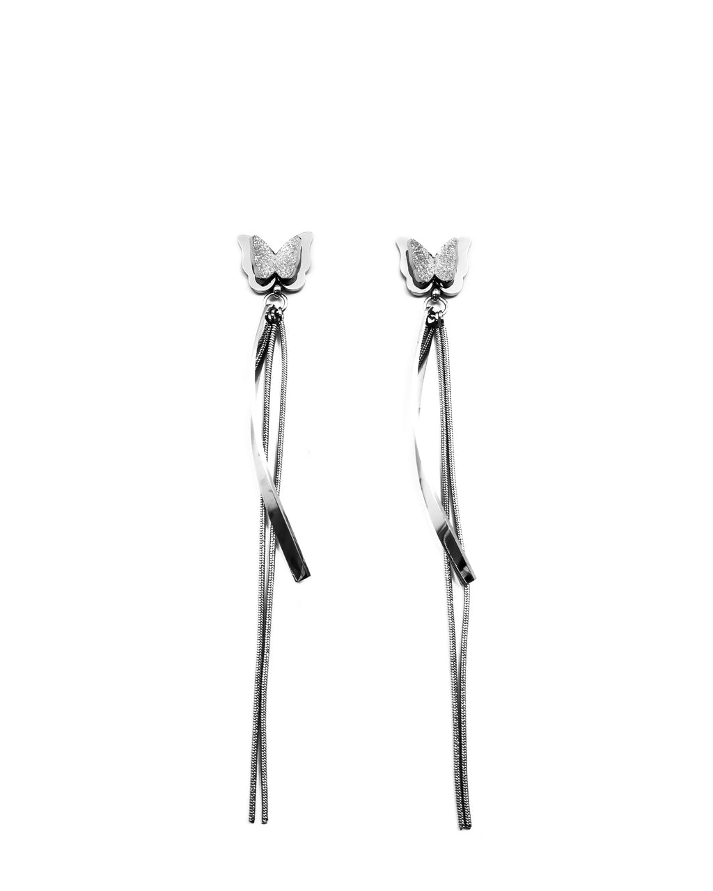 Aretes Largos Plateados M10 Oro Laminado