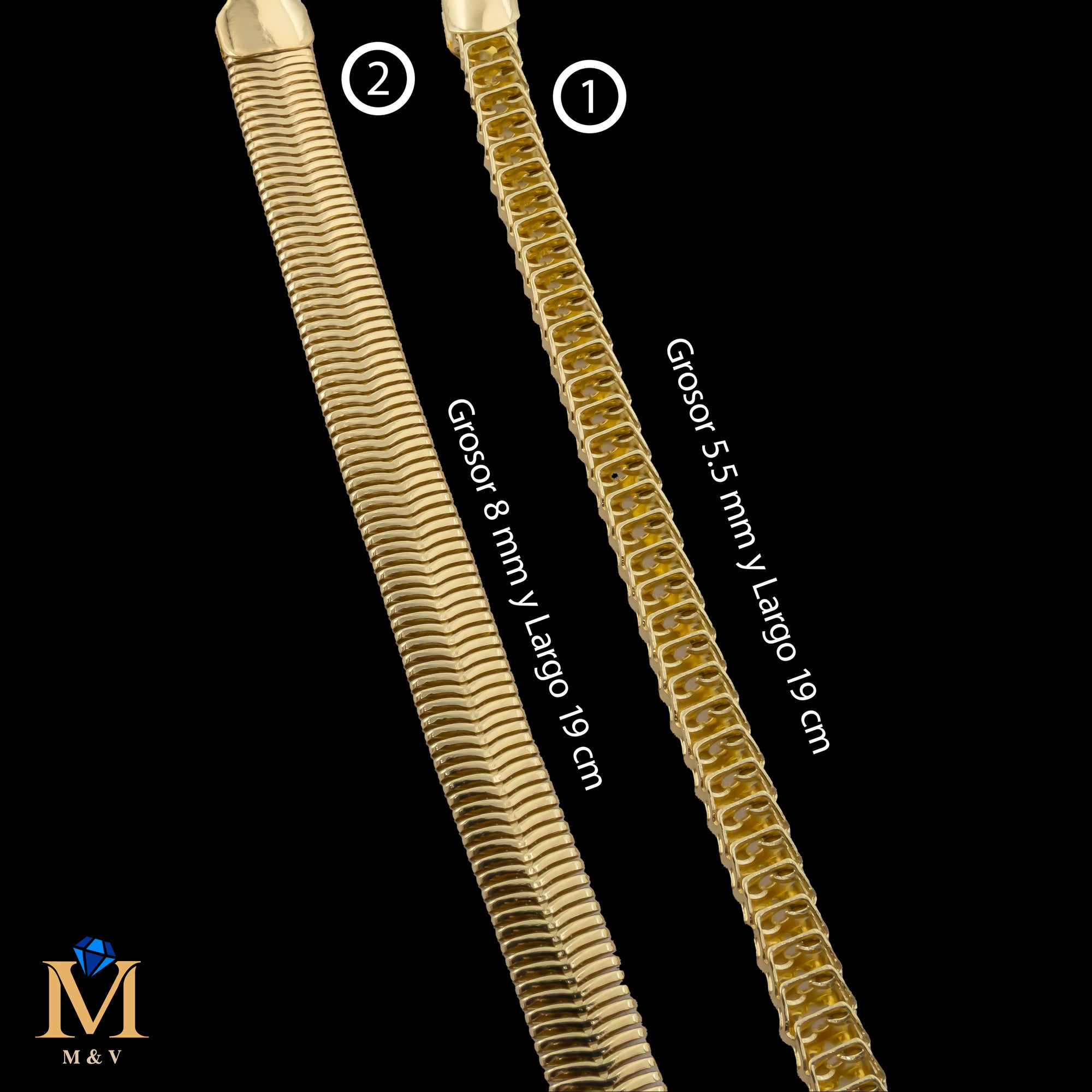 Pulseras Doradas de 19 cm Caja 01 02/06/26 M11 Oro Laminado