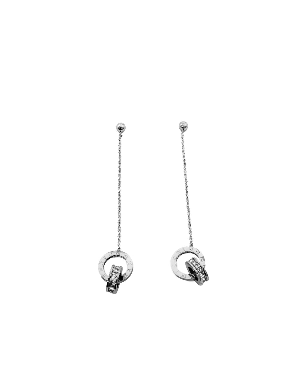 Aretes Largos Plateados M10 Oro Laminado