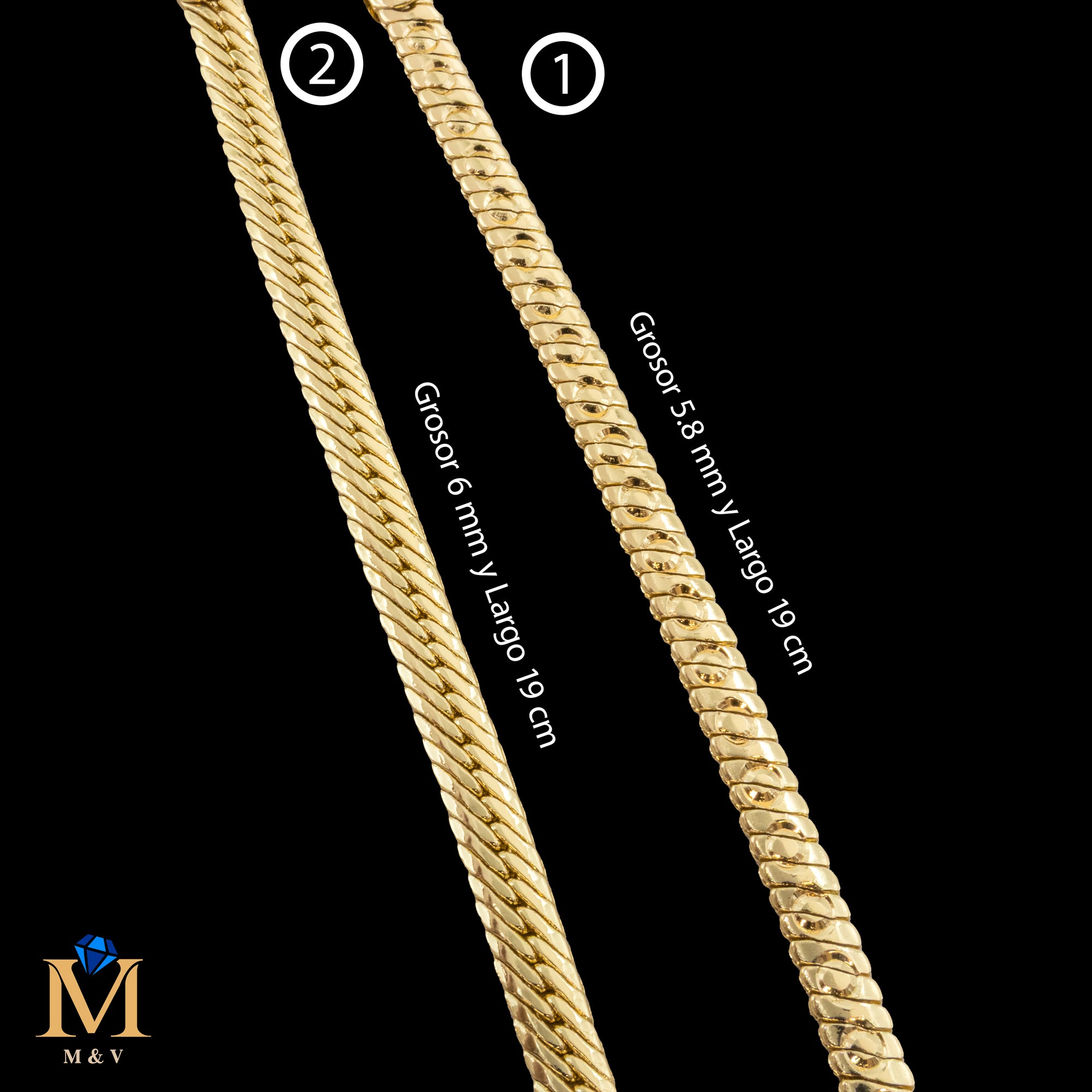 Pulseras Doradas de 19 cm Caja 01 02/06/26 M17 Oro Laminado