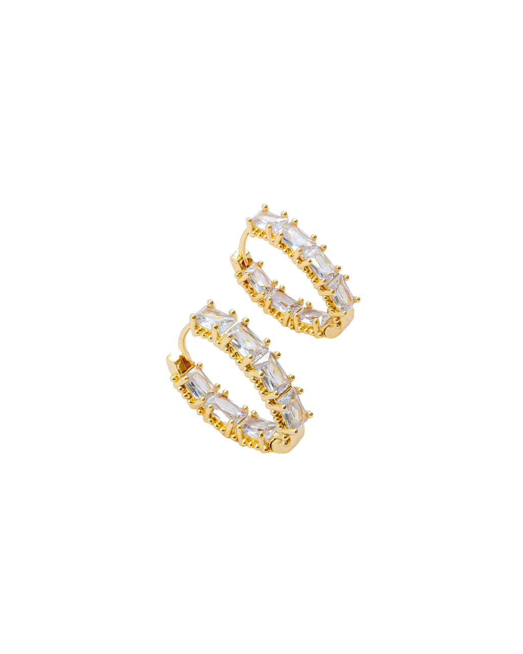 Aretes Huggies con Piedras M1 Oro Laminado
